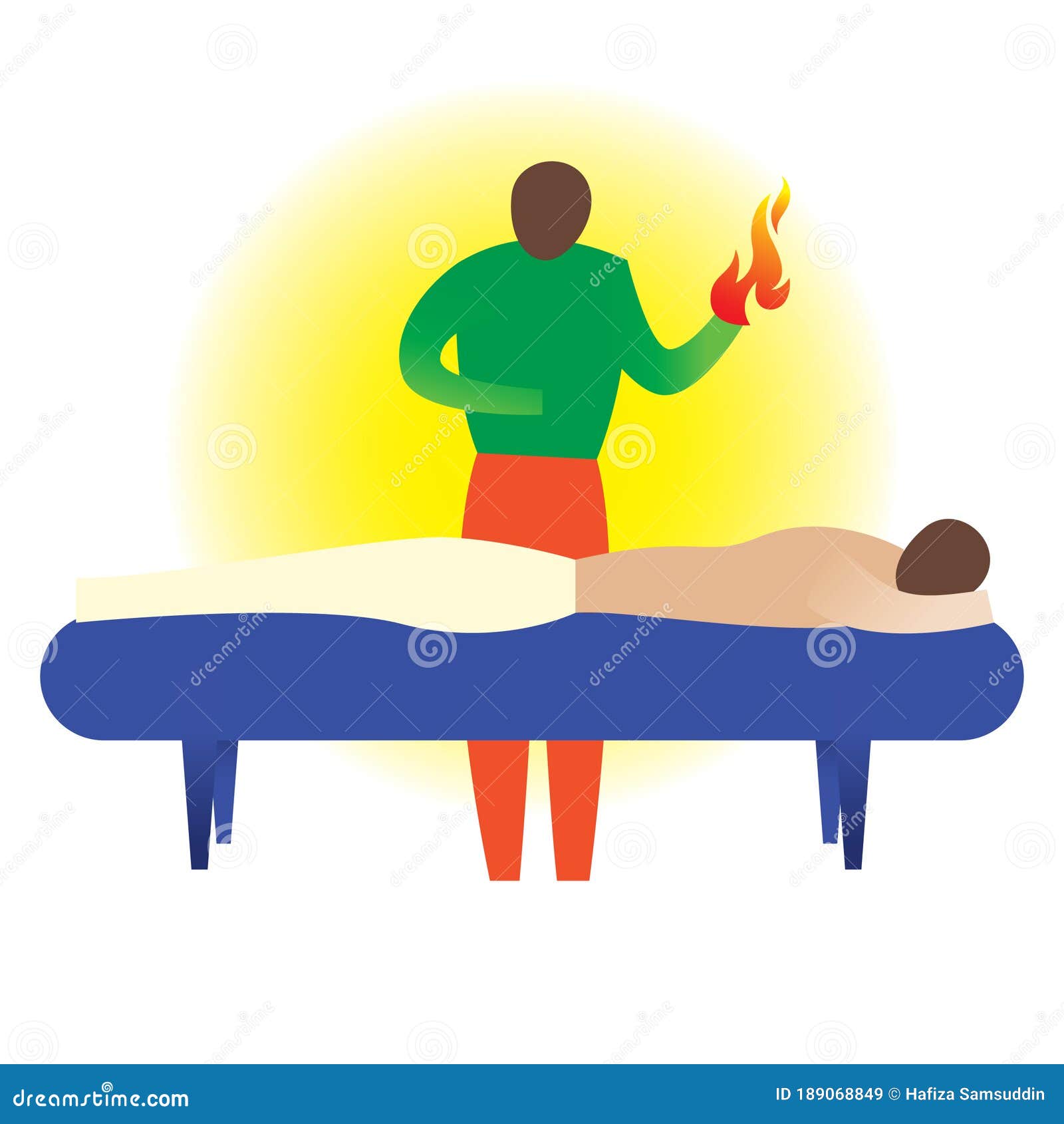 Therapist Giving A Hot Massage Vector Illustration Decorative Design Stock Vector