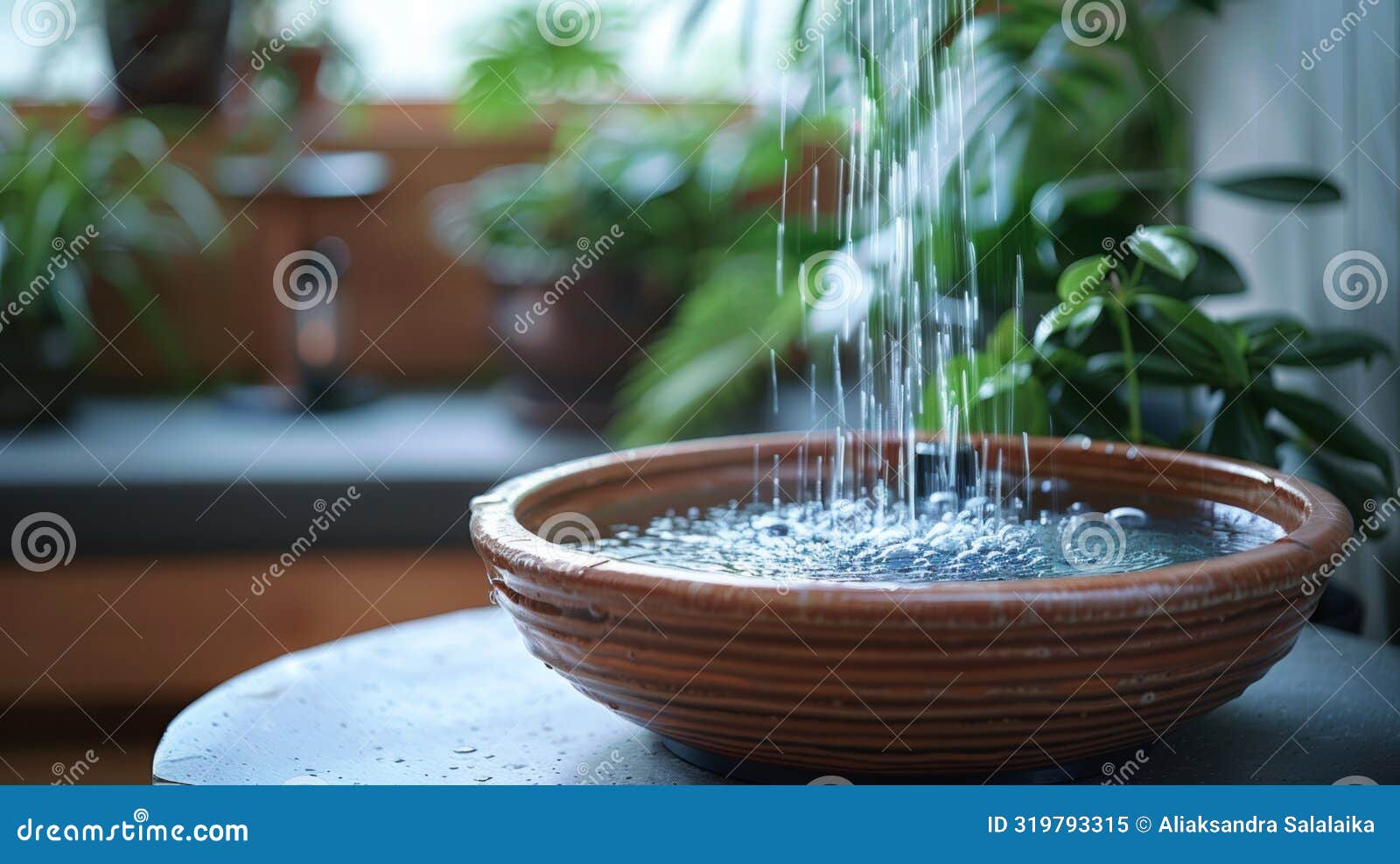 therapist office fountain, in a therapists welcoming office, a gentle fountain trickles in a corner, fostering a calming