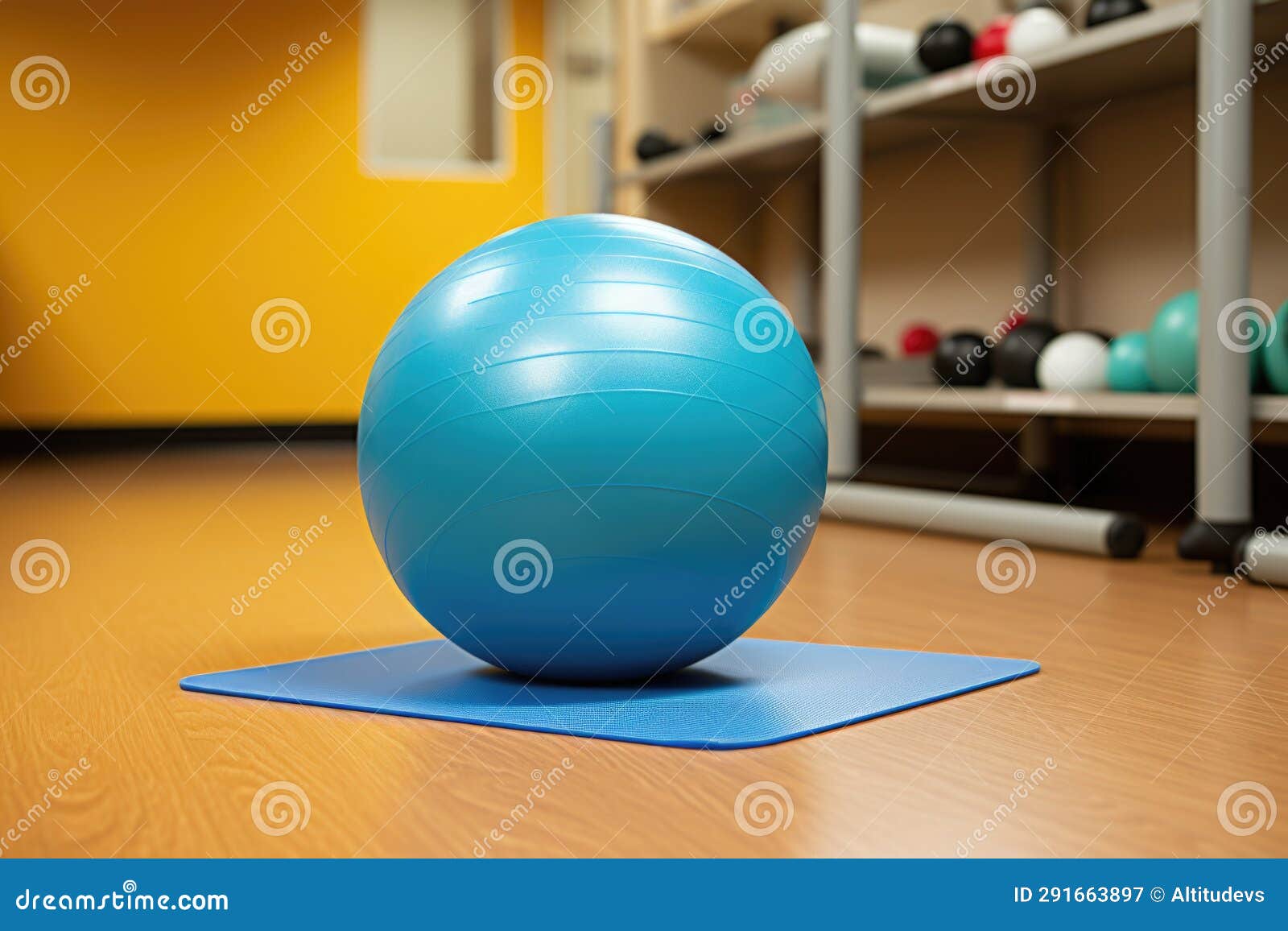 Therapy Ball on a Physical Therapy Mat Stock Image Image of exercises