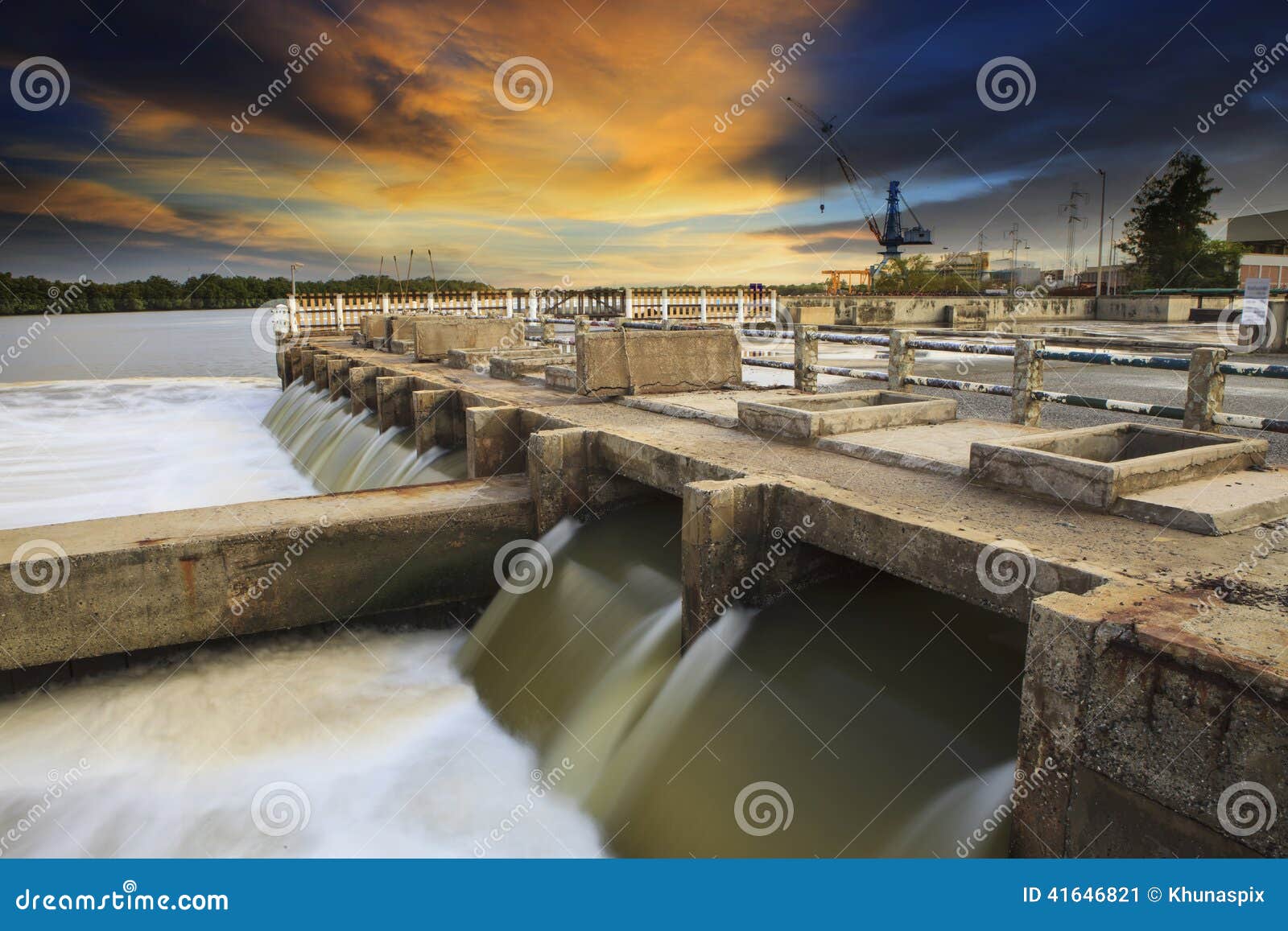 Thermal Electric Power Plant beside River Side Location Stock Image