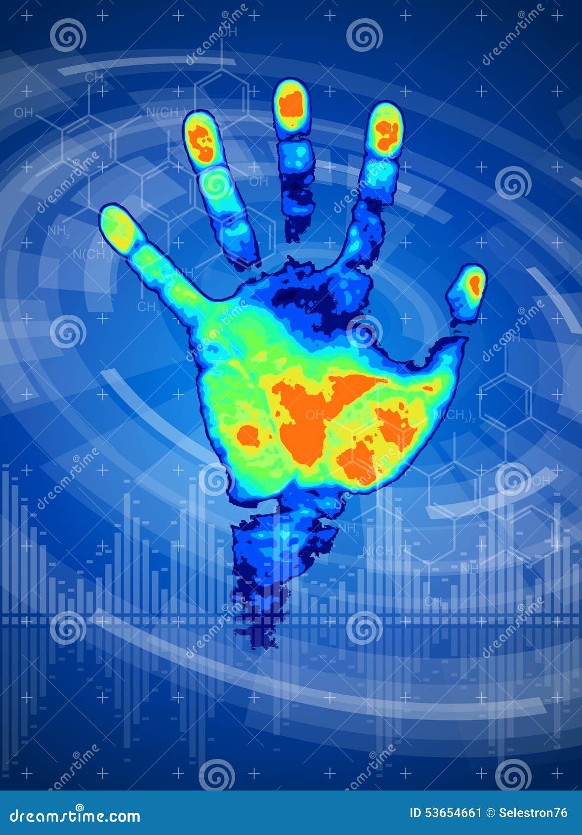Thermal hand print stock vector. Illustration of chemical 53654661