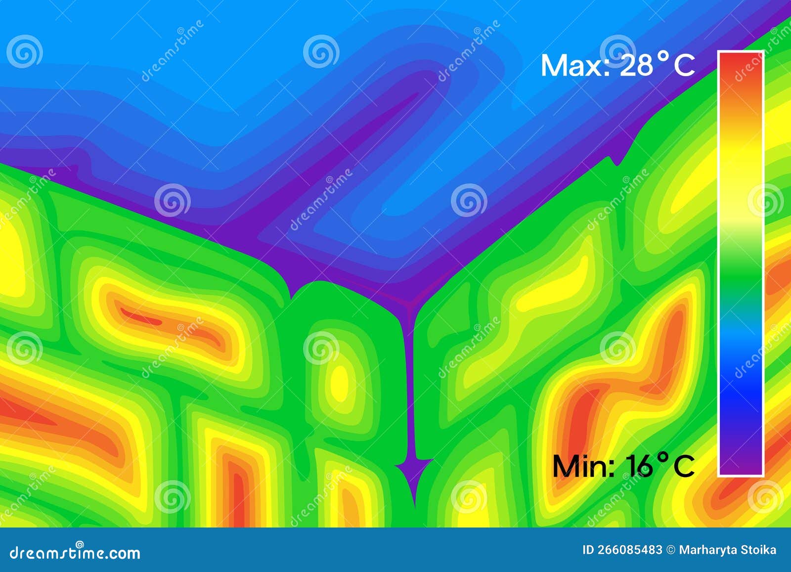 Thermal Image of Brick Corner in Home Vector Illustration. Stock Vector Illustration of