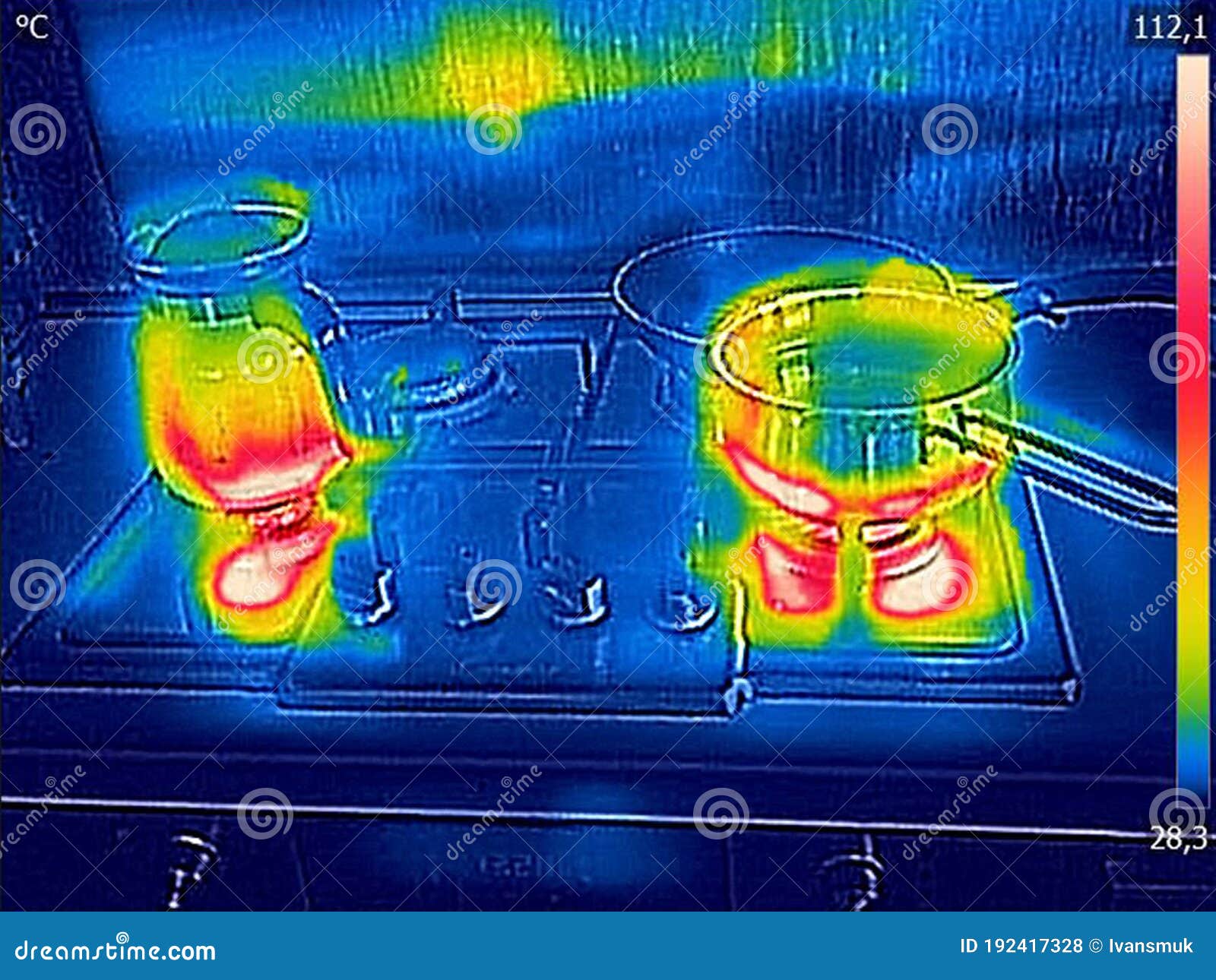 Thermal Image, Cooking on a Gas Stock Photo Image of flame, energy