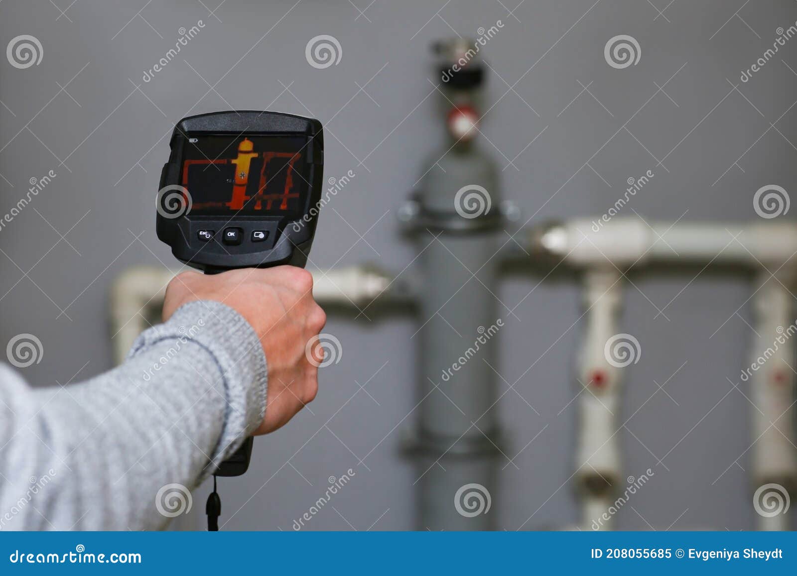 Thermal Imager Camera Inspection. Recognition of the Temperature of the