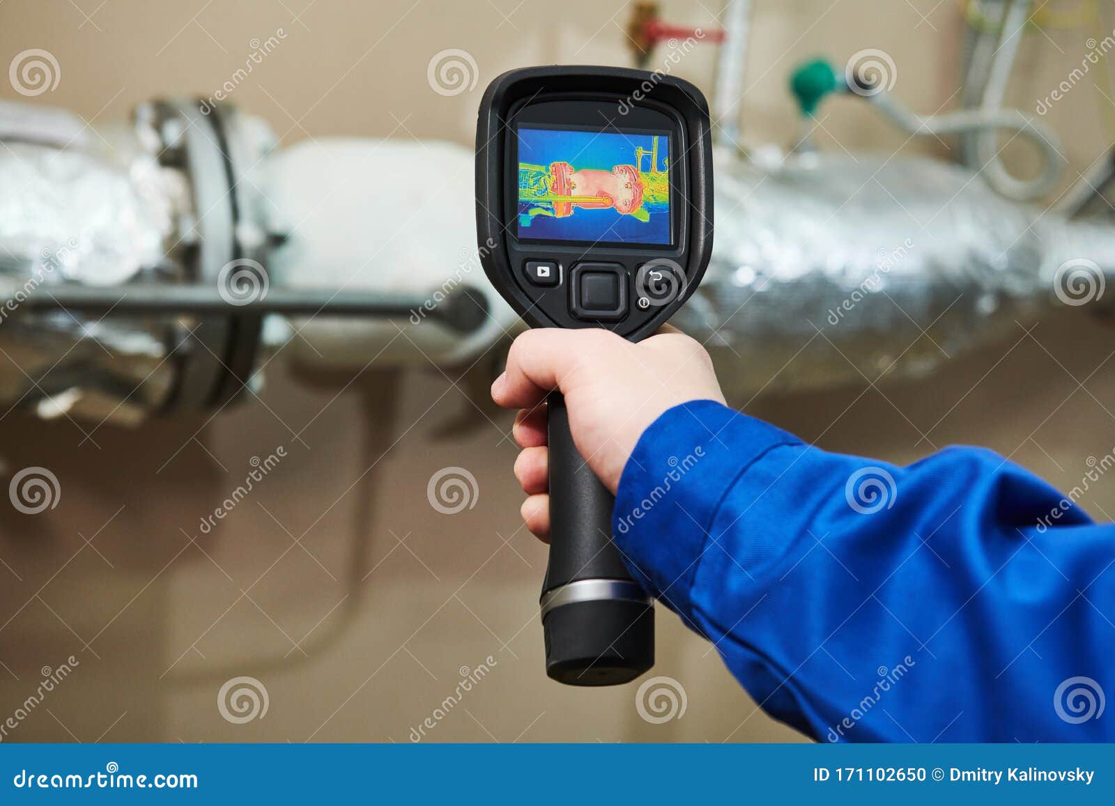 Thermal Imaging Inspection of Heating Equipment Stock Photo