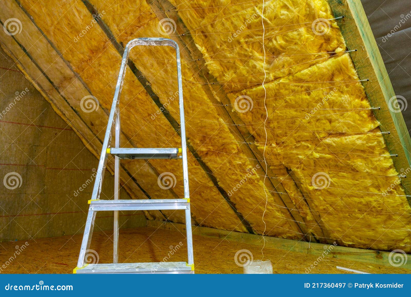Thermal Insulation of the Attic in the House Stock Image Image of
