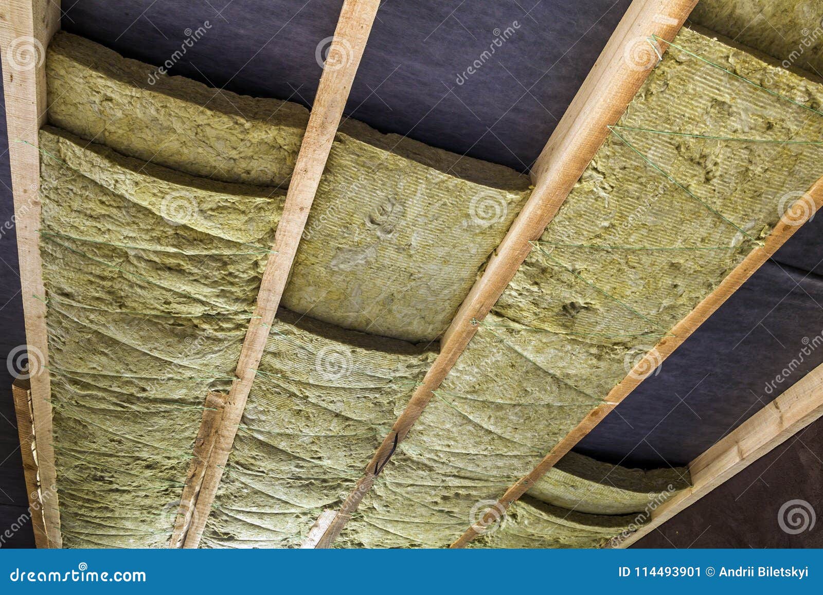 Thermal Insulation Mineral Rock Wool Installation At The New