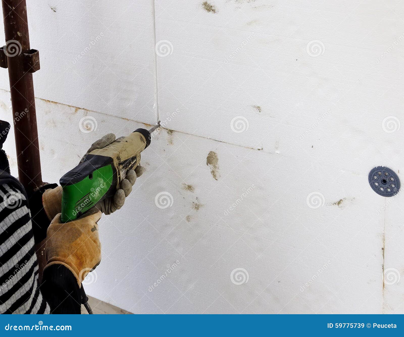 Thermal Insulation Walls, Fixing with Dowels Stock Image Image of
