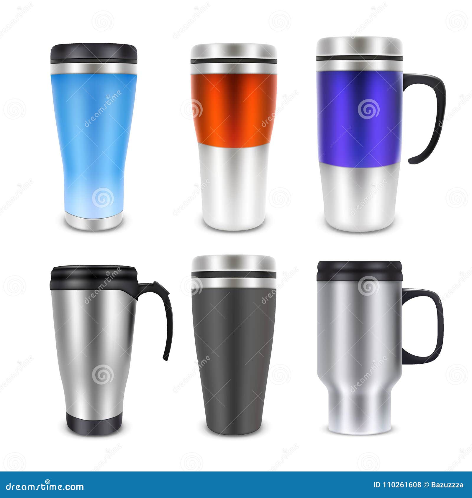 Download Thermo Cup Travel Mug Mock Up Set Vector Realistic Illustration Stock Vector Illustration Of Brand Identity 110261608