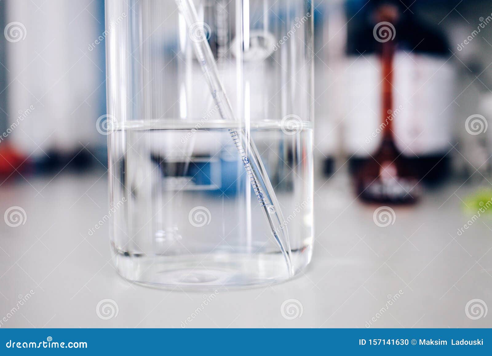 Thermometer Dip in Beaker with Liquid Stock Photo Image of medical