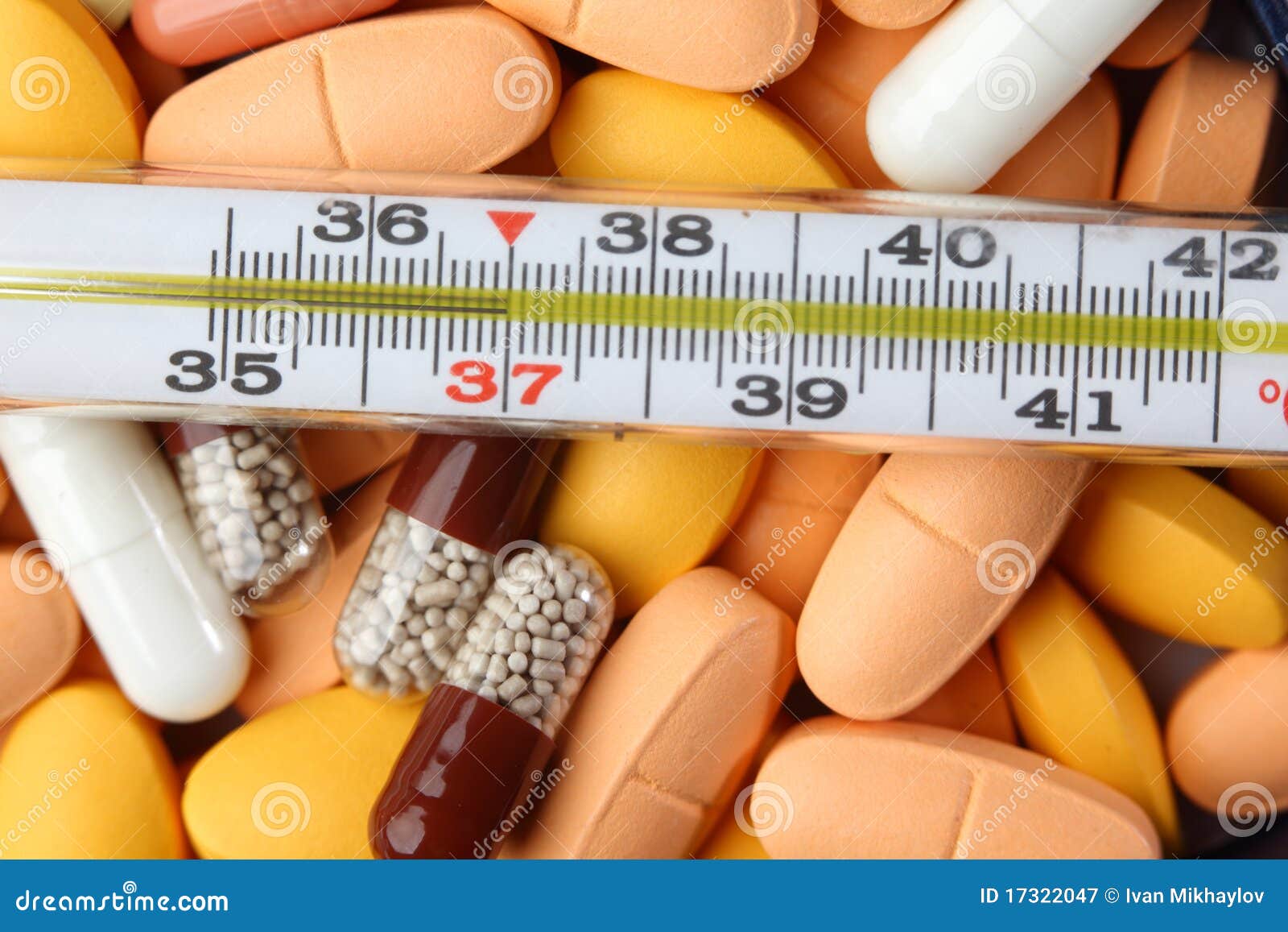 Thermometer and drugs stock image. Image of bulb, illness 17322047