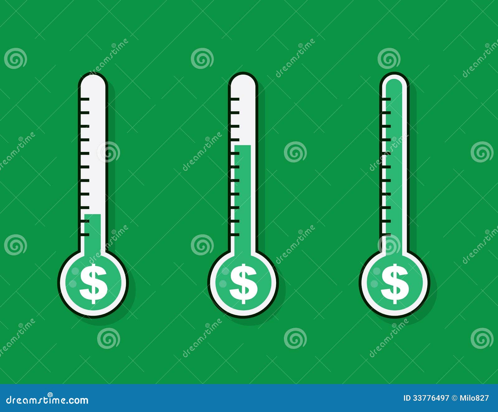 Thermometer Full Money Goal Stock Vector Illustration of rise