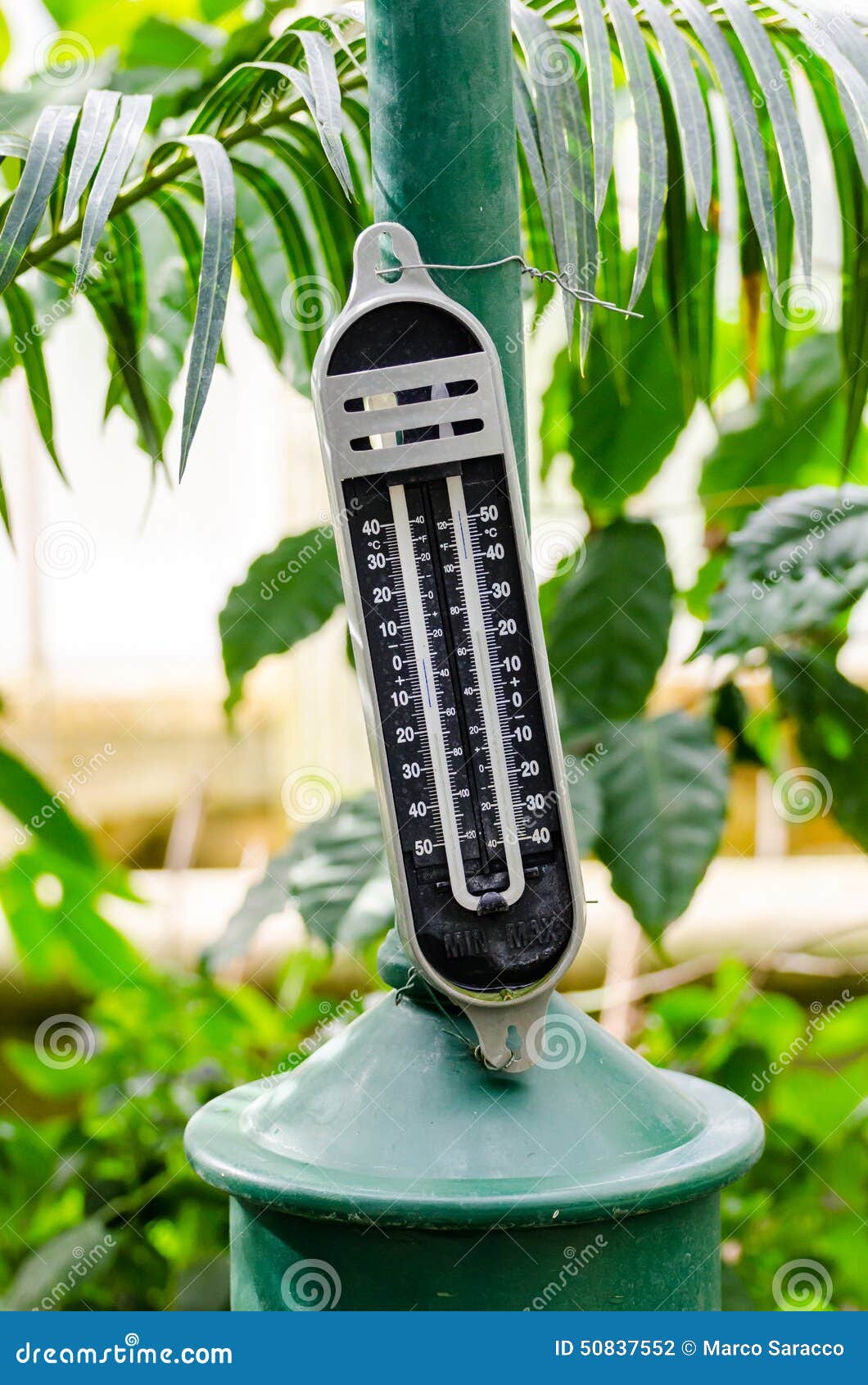 Thermometer for greenhouse stock photo. Image of cultivation 50837552