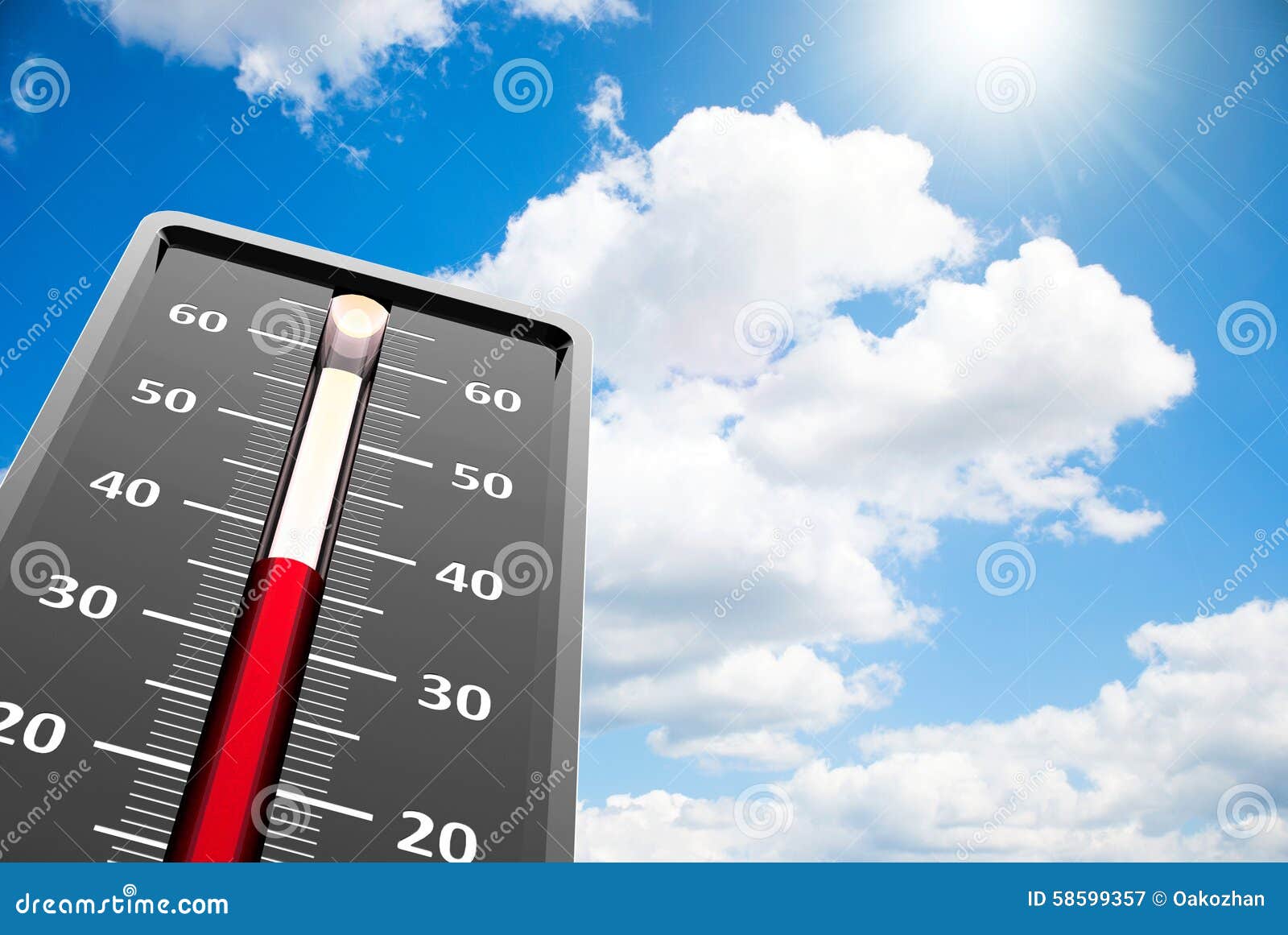 Thermometer Heat Closeup on Sky Stock Illustration Illustration of