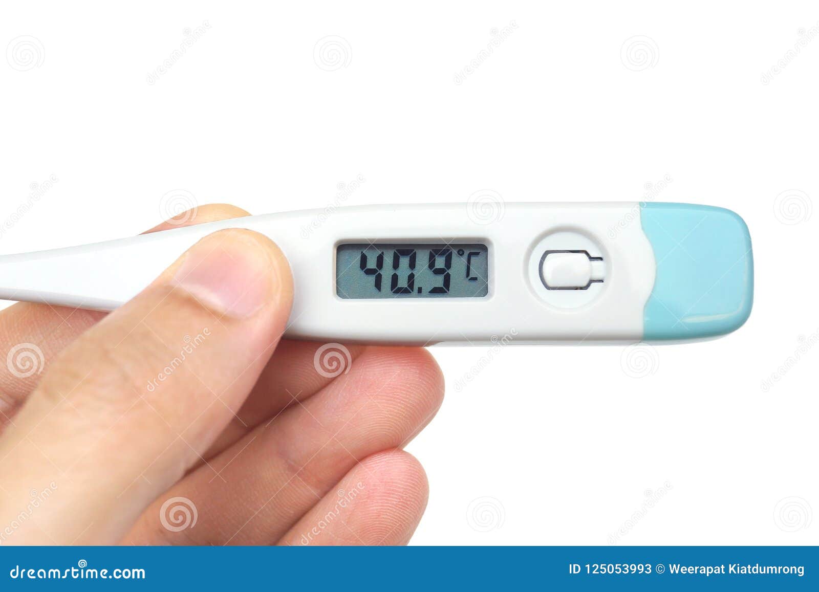 Thermometer with a High Fever Temperature Stock Image - Image of