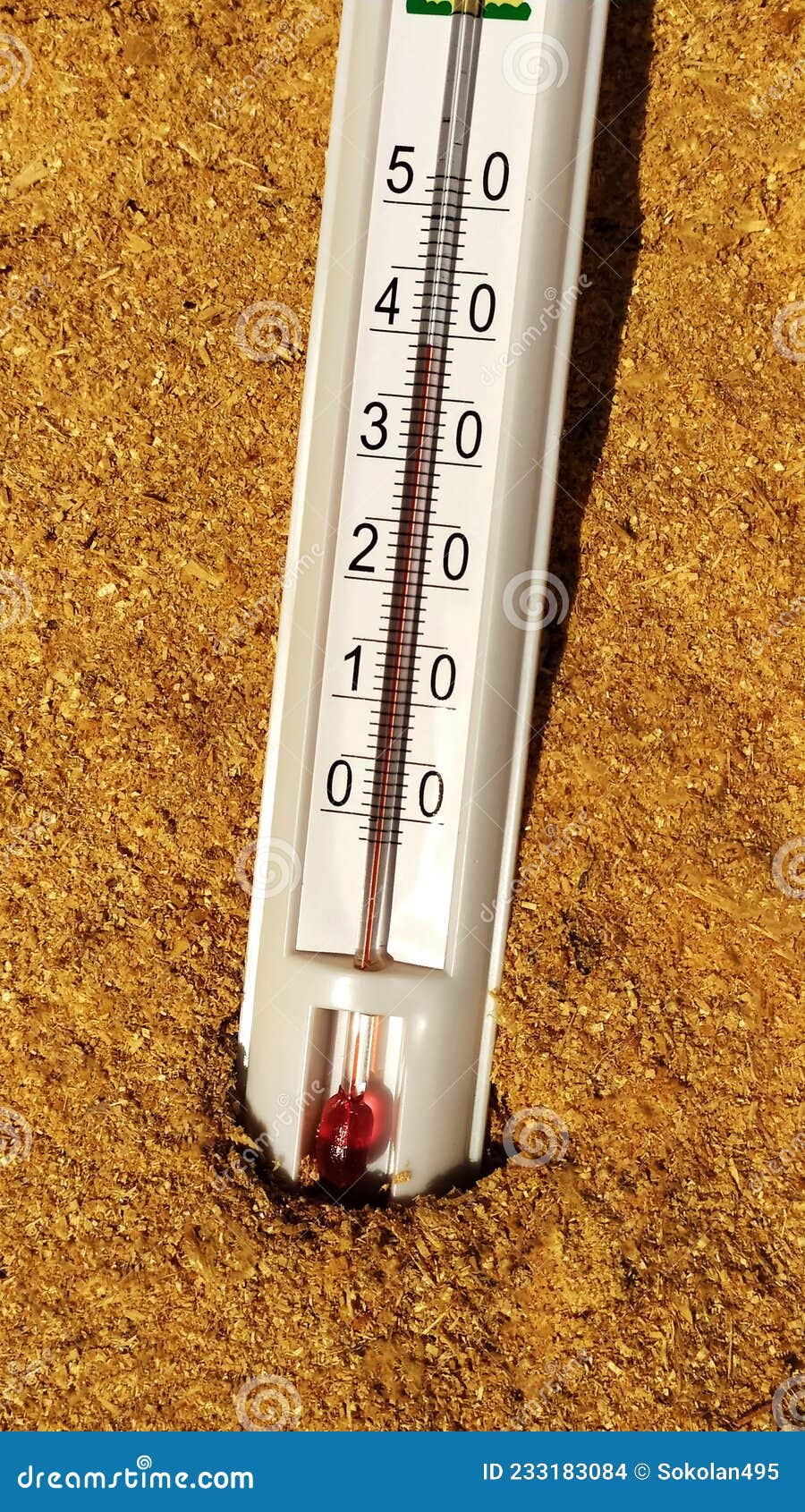 Thermometer with High Temperature on a Hot Day Stock Photo Image of