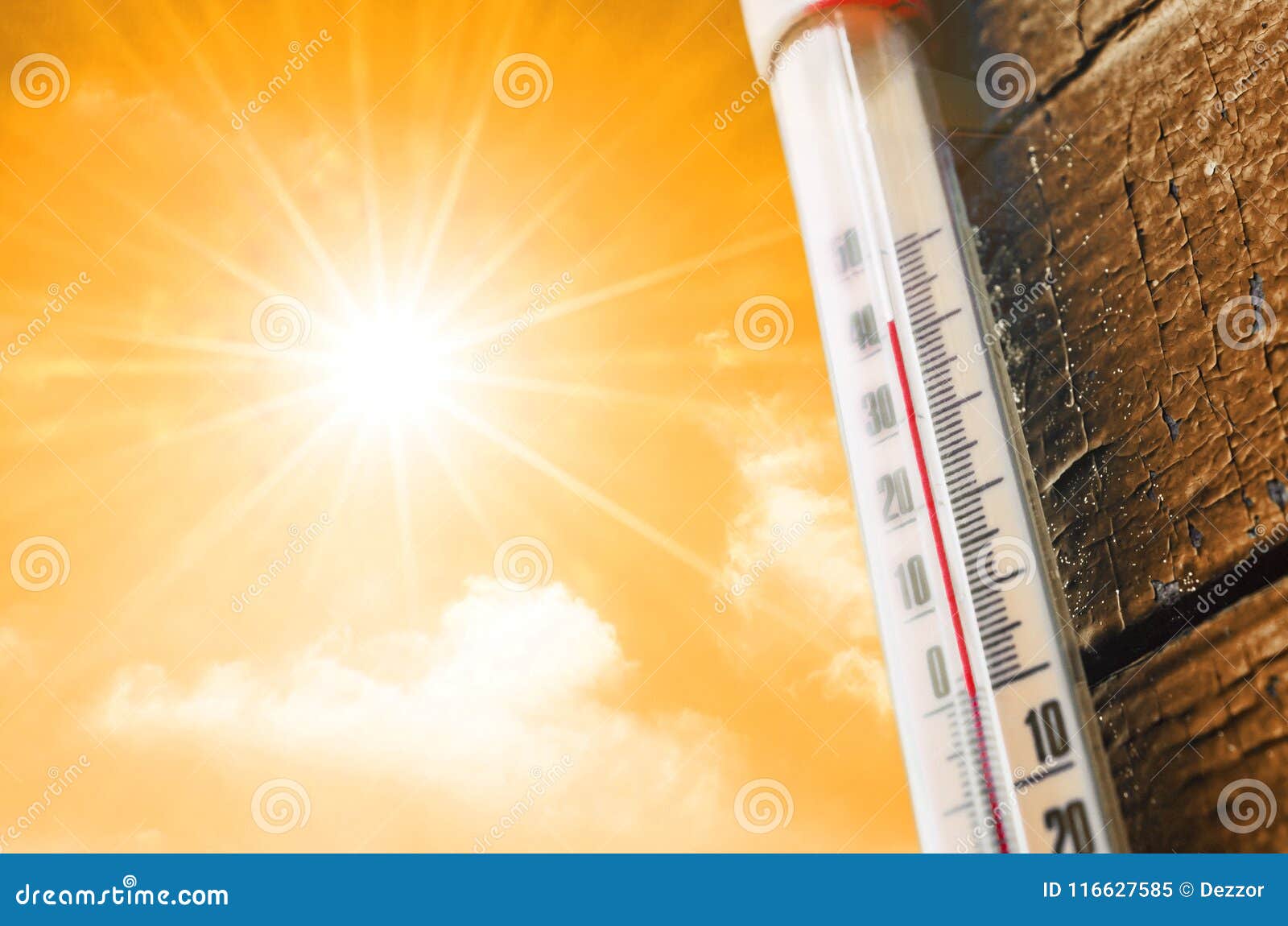 Thermometer In The Sky, The Heat Stock Photo, Picture and Royalty Free  Image. Image 11967481.