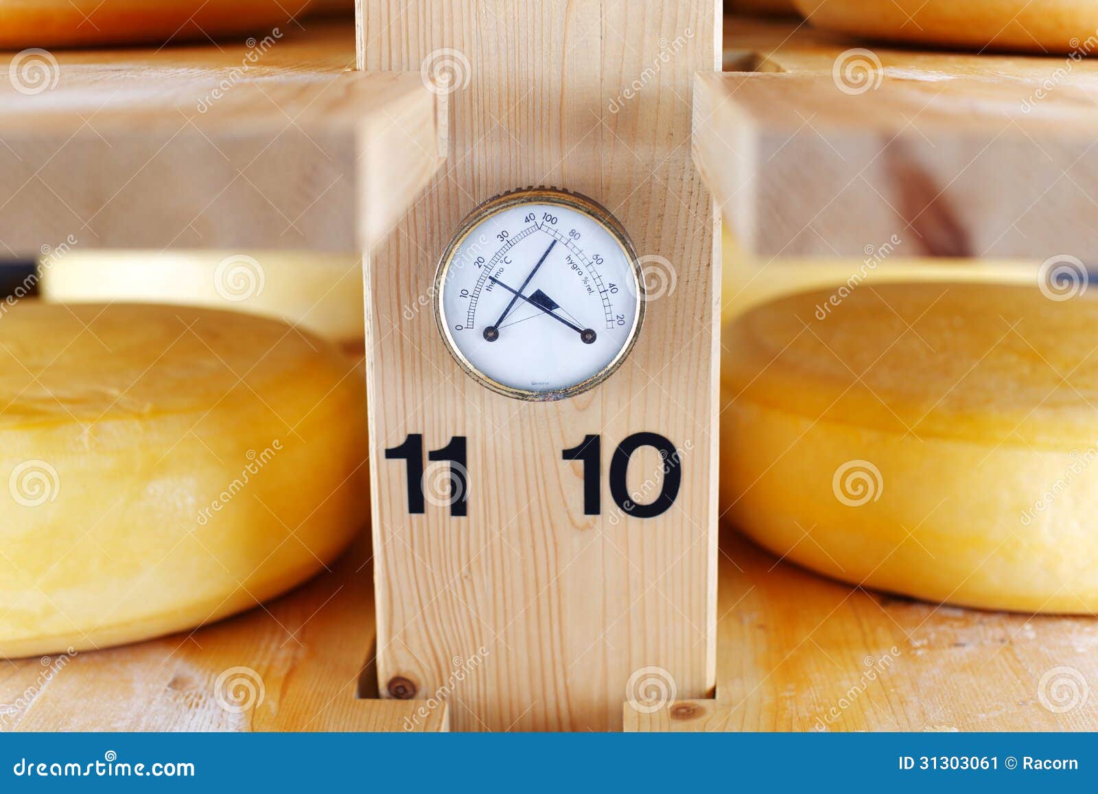 Thermometer and Hygrometer in a Cheese Cellar Stock Image - Image of  cheesy, delicatessen: 31303061