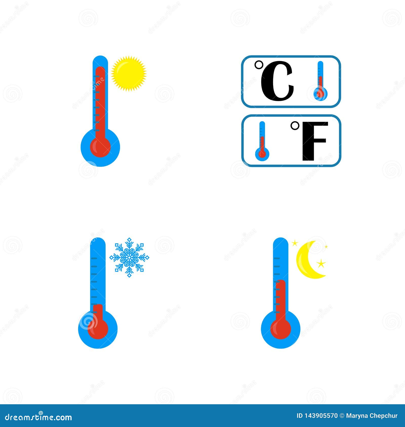 The Thermometer Icon. High, Low And Nightly Temperature ...