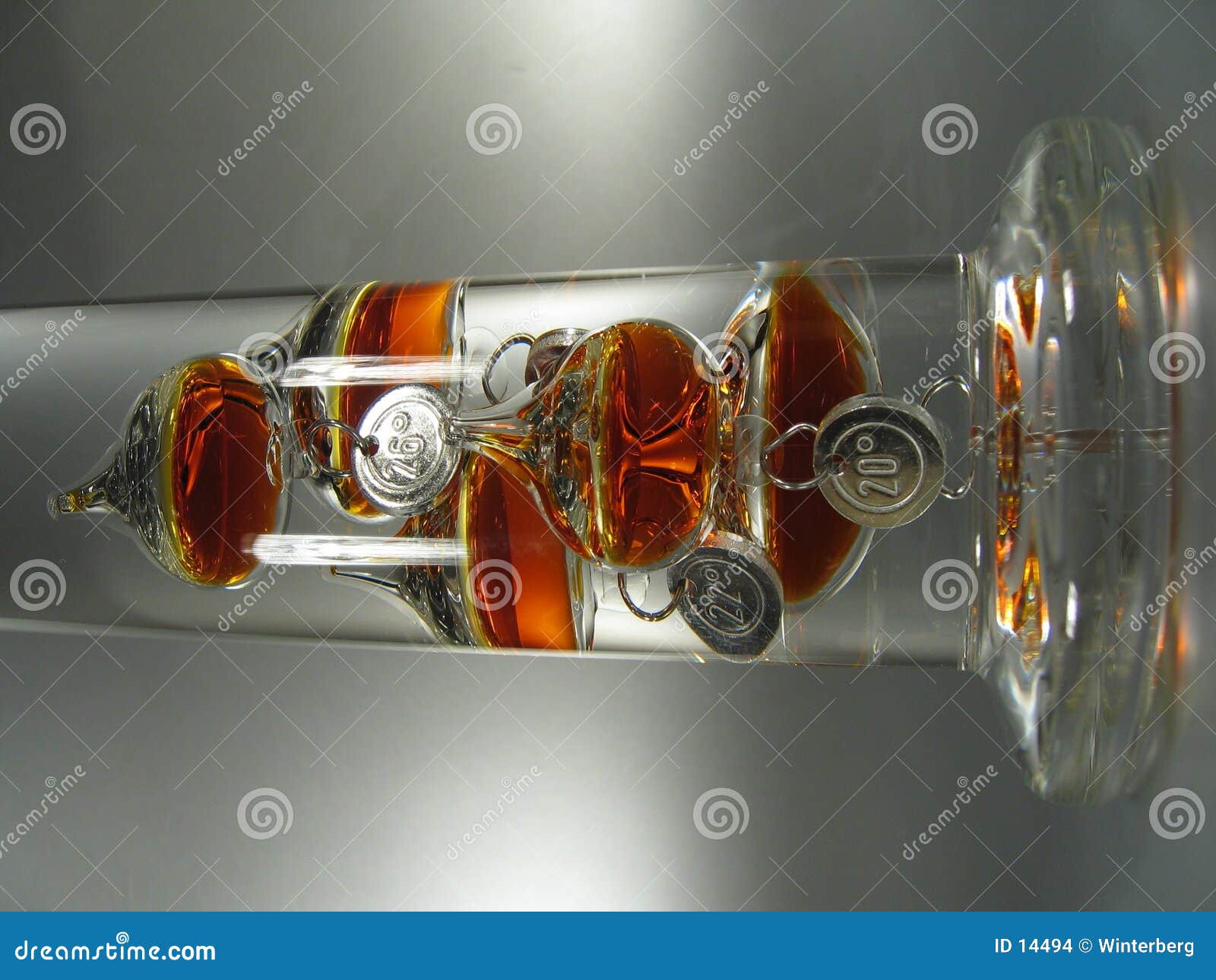 Thermometer II van Galileo stock foto. Image of sinaasappel 14494