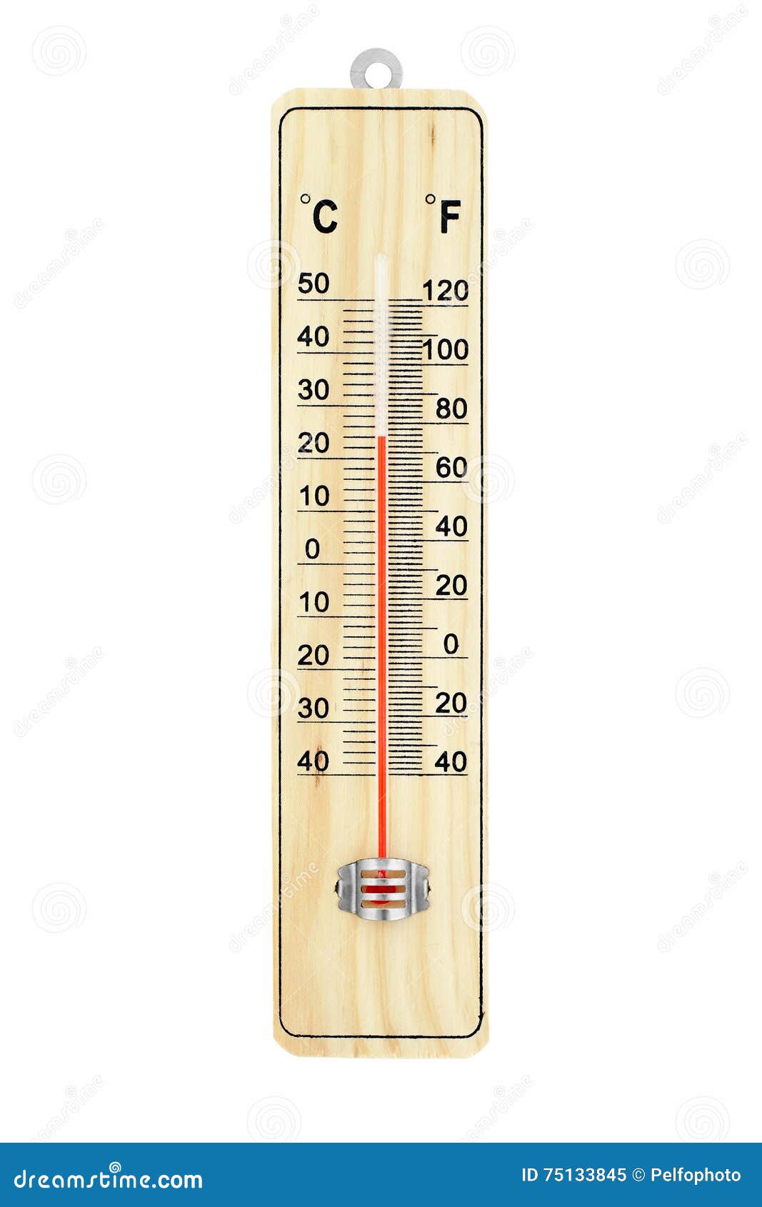 Thermometer for Measuring Air Temperature. White Background. Stock