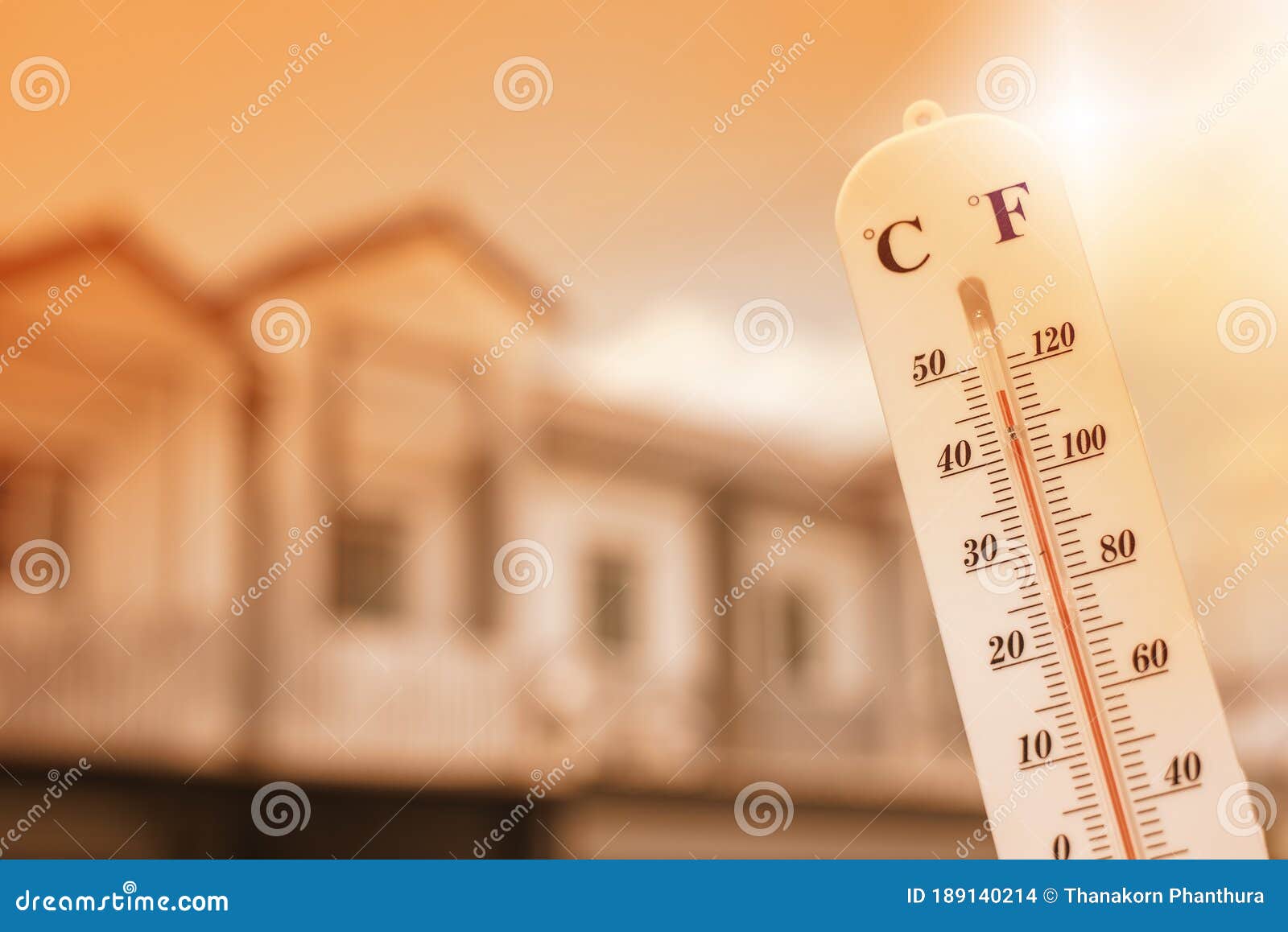 Heat Thermometer Shows Temperature Hot Sky Stock Photo 692692216