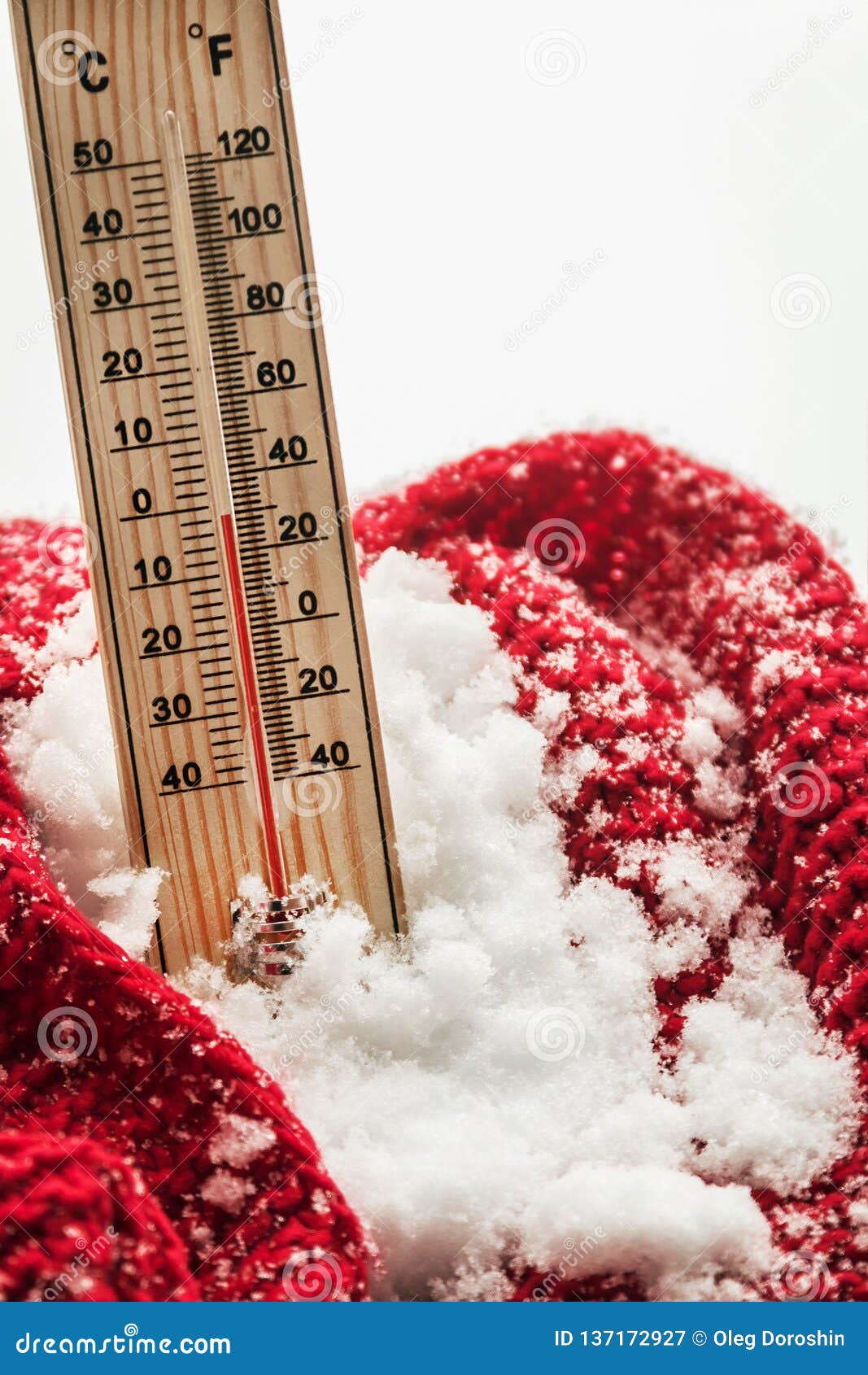 Thermometer with Sub Zero Temperature Sticks Out Stock Image Image of