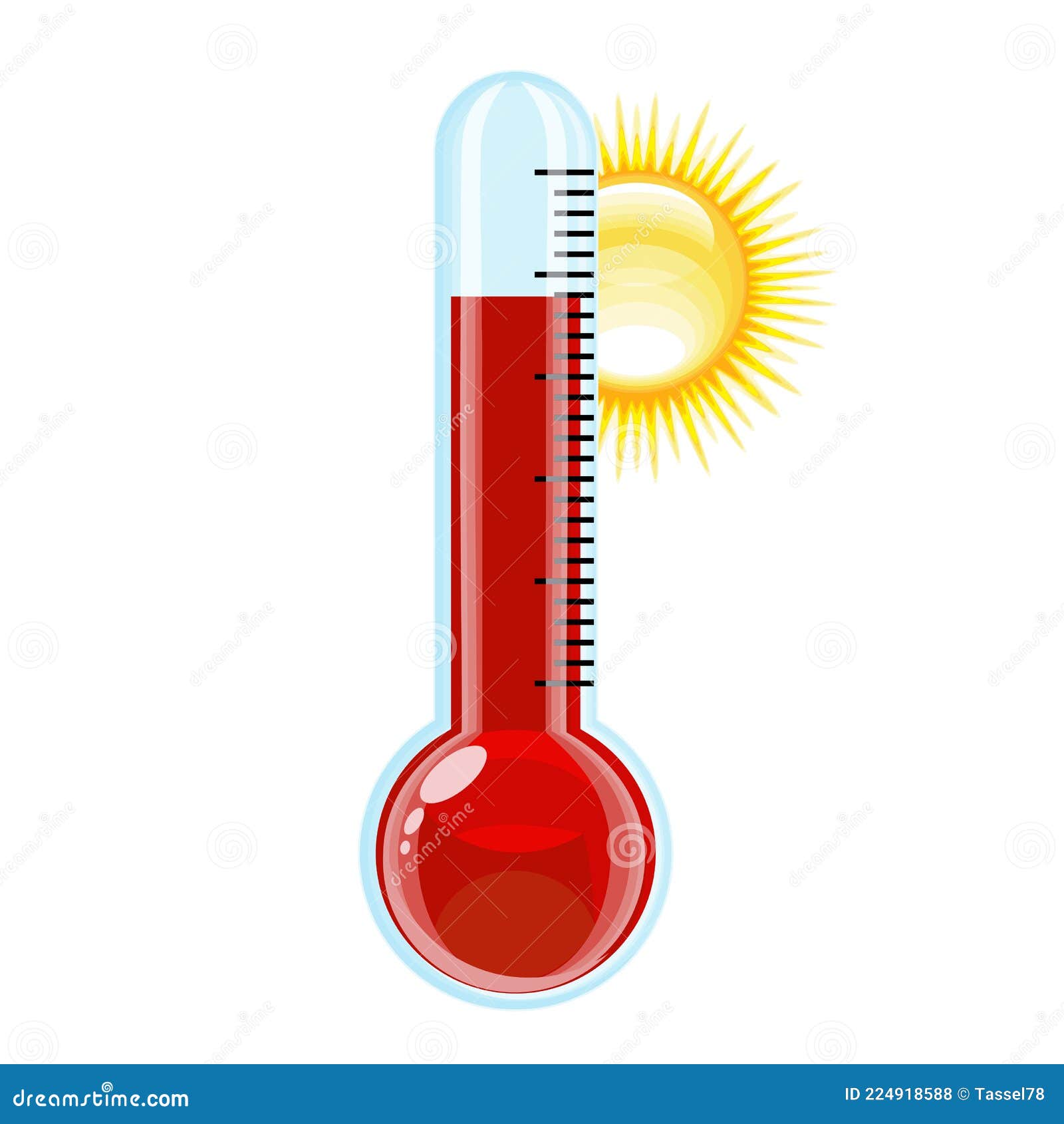 Thermometer with Sun. Hot Weather Stock Illustration