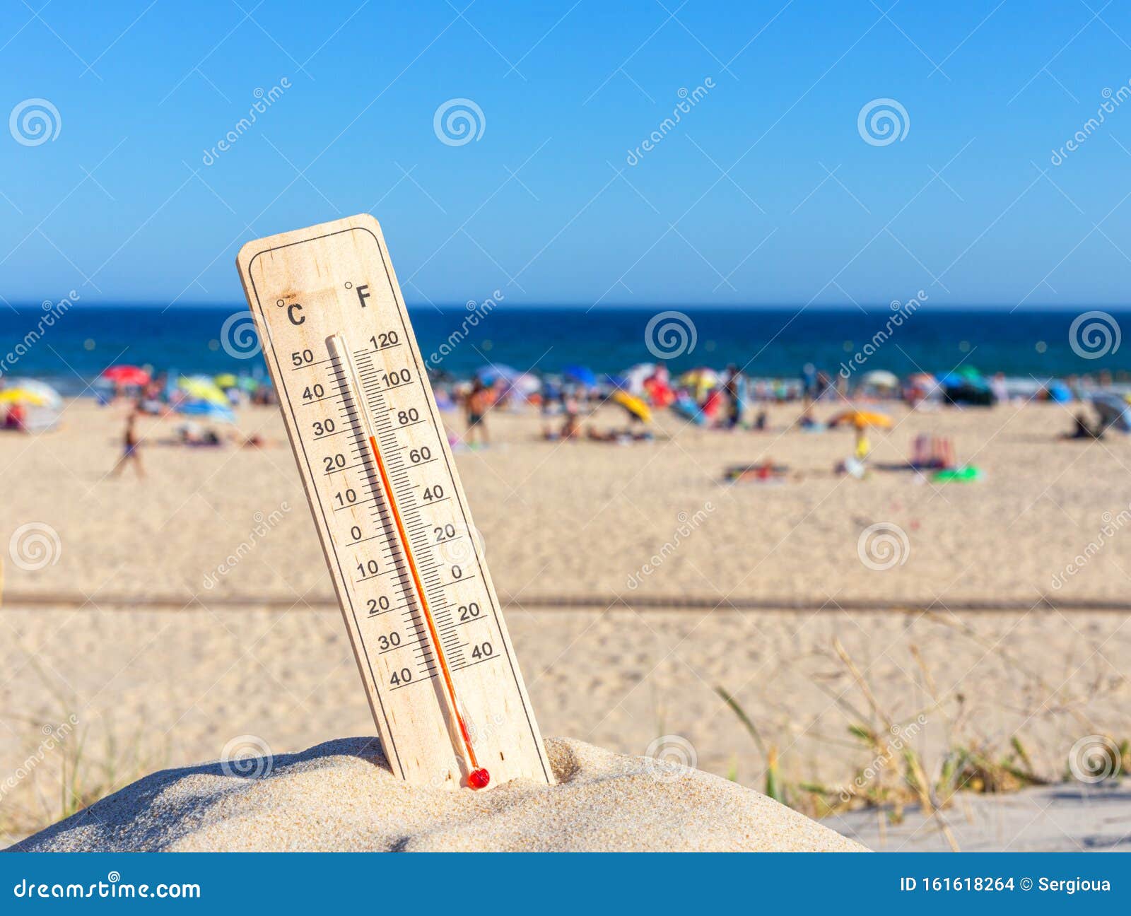 Thermometer for the Temperature on the Beach, in the Summer in the Heat