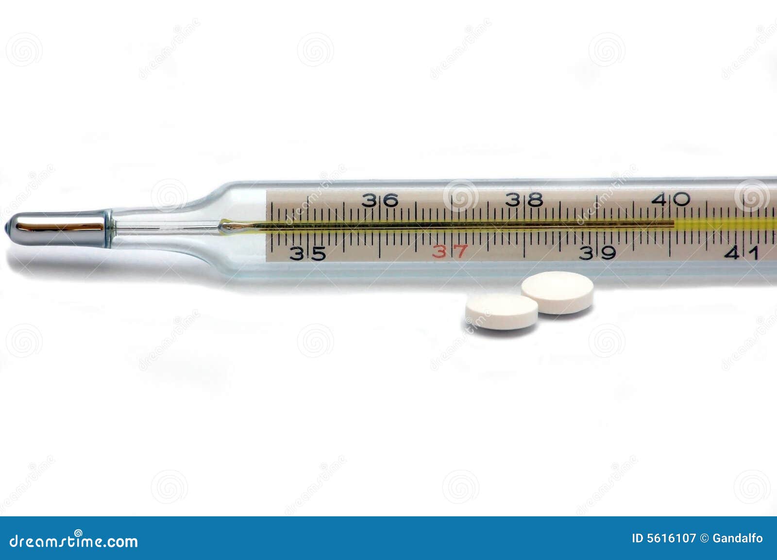 Thermometer and White Pills Stock Image Image of high, healthcare 5616107