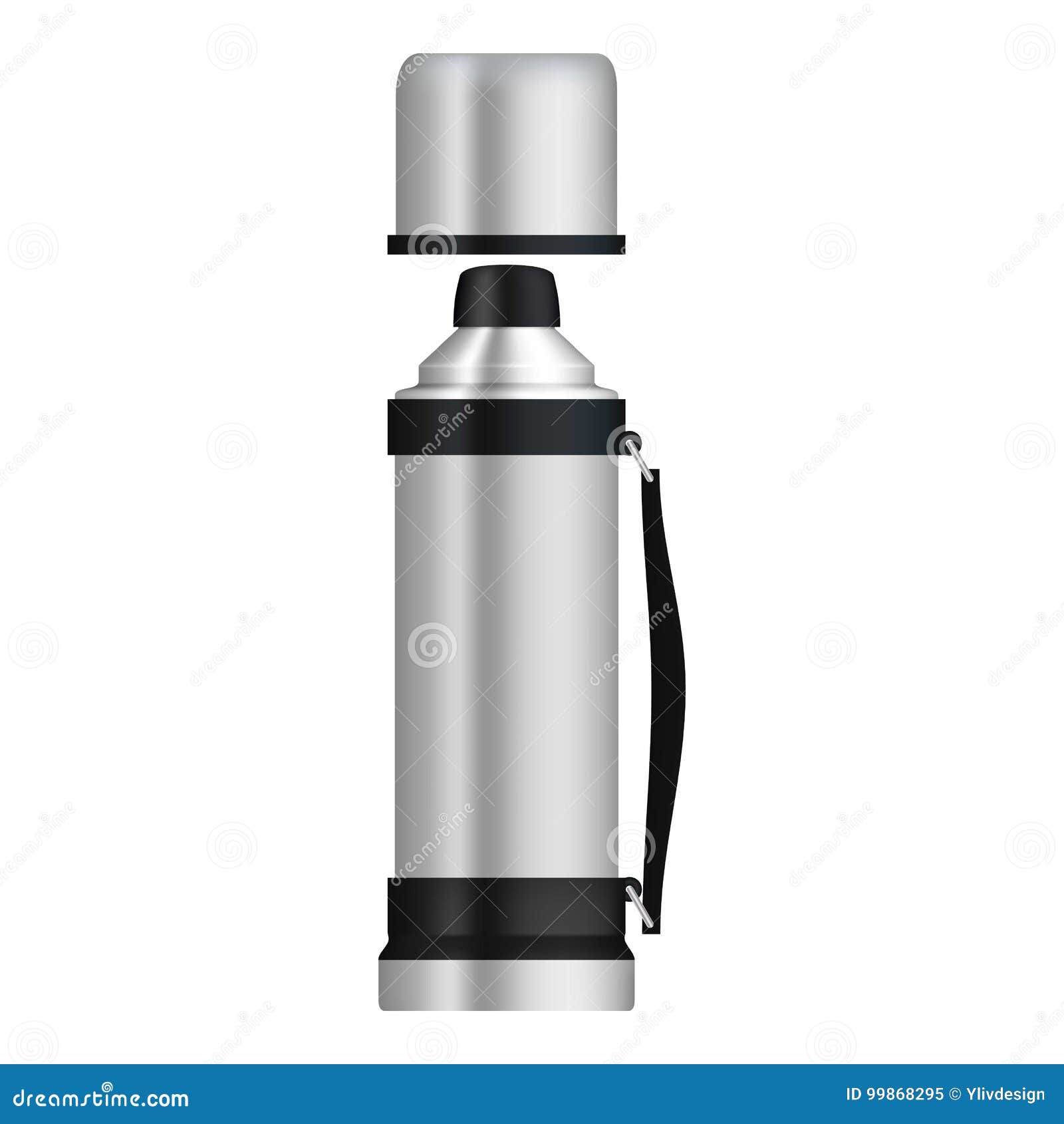 Download Thermos With Flask Mockup Realistic Style Stock Vector Illustration Of Chrome Field 99868295