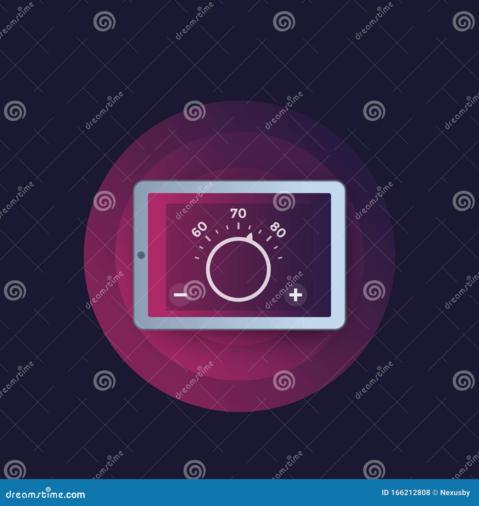Thermostat App on Tablet Screen, Vector Icon Stock Illustration