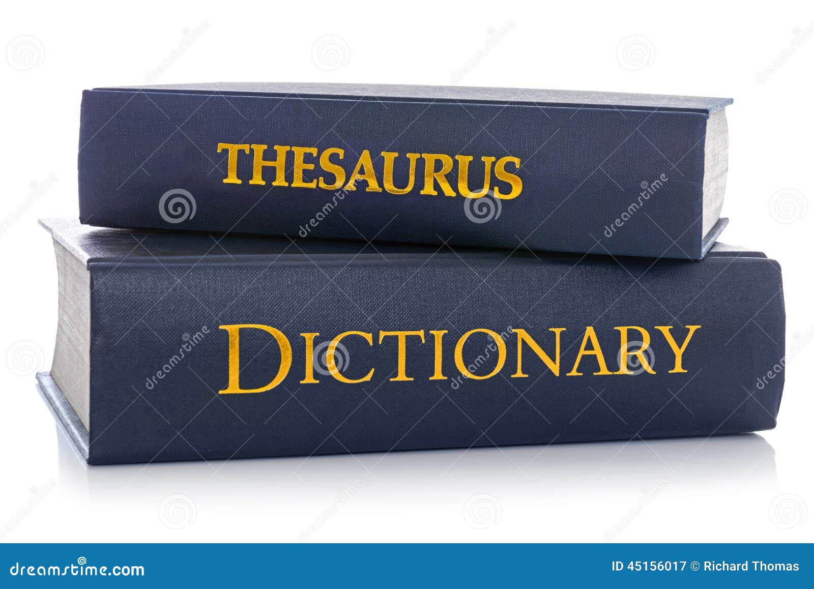 thesaurus and dictionary  on white