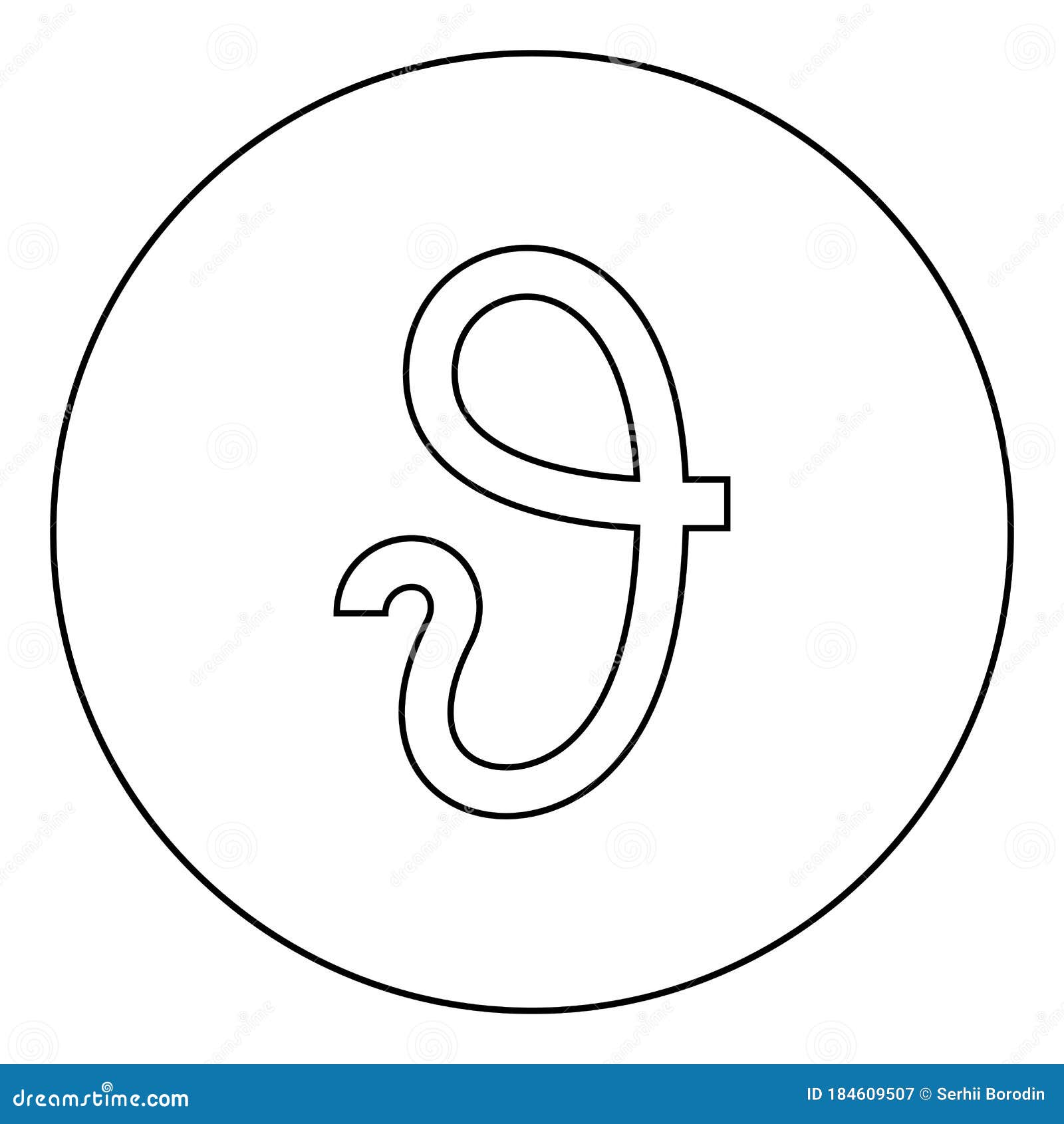 theta greek  teta zeta icon in circle round outline black color   flat style image