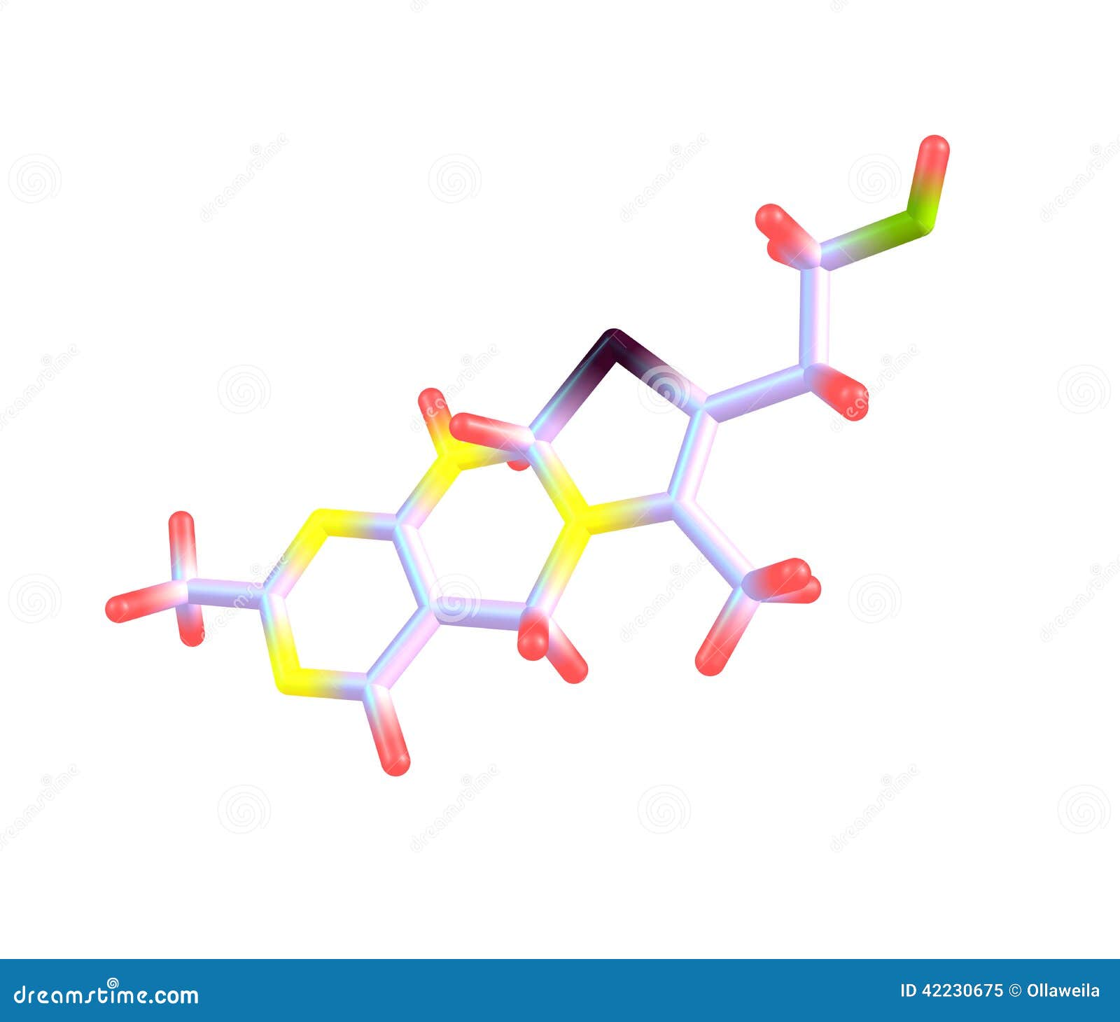 Thiamine (Vitamin B1) Molecular Structure on White Stock Illustration