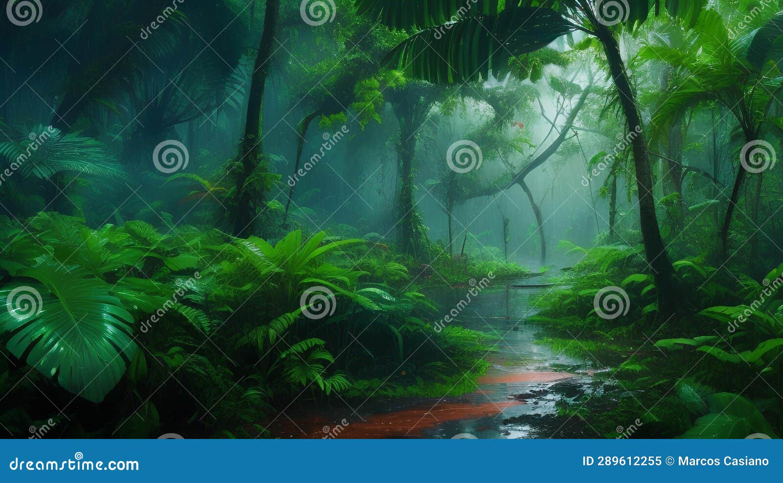 Thick Amazon Rain Forest after a Rain Shower Stock Image Image of