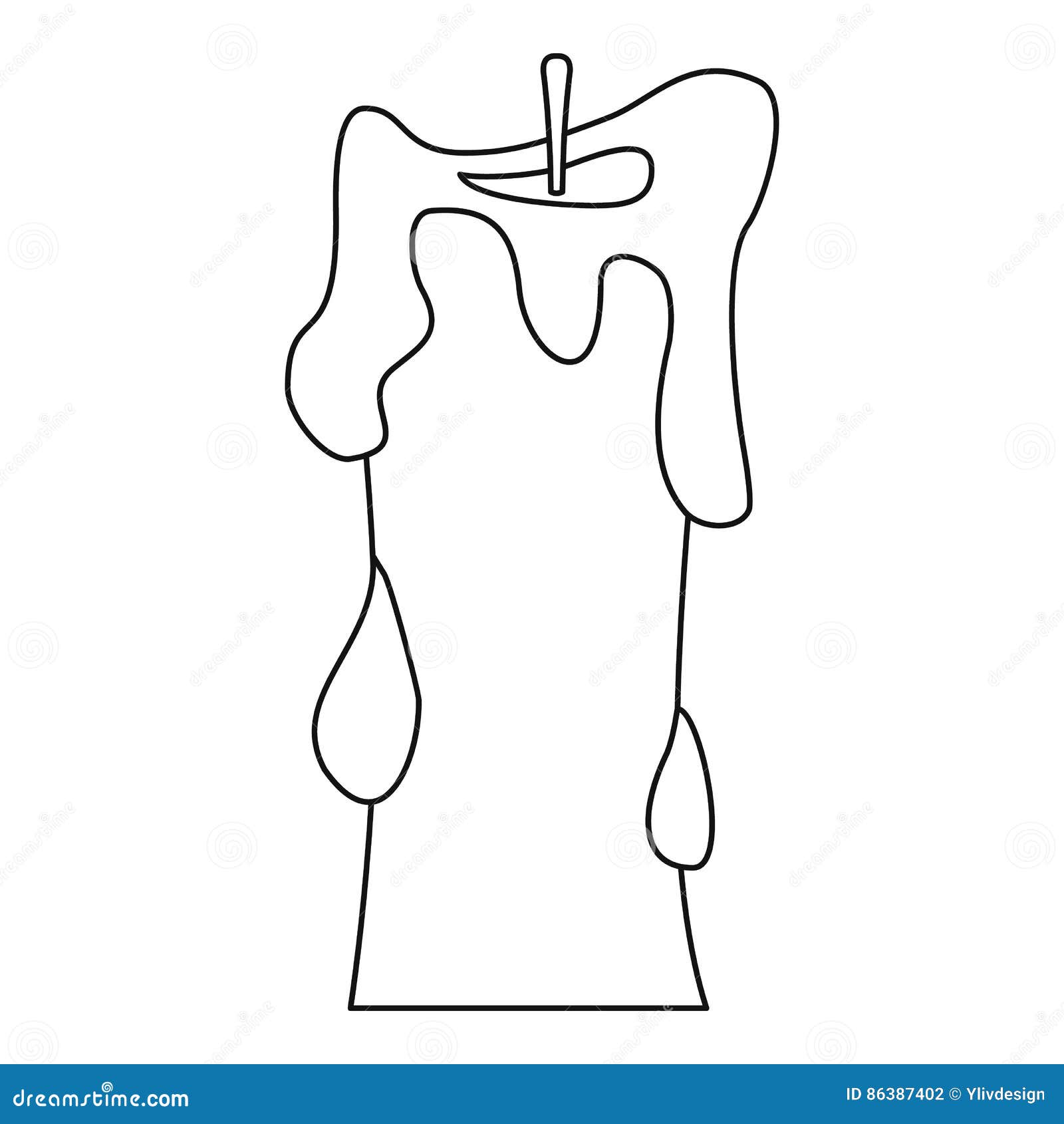 Thick Candle Icon, Outline Style Stock Vector Illustration of line