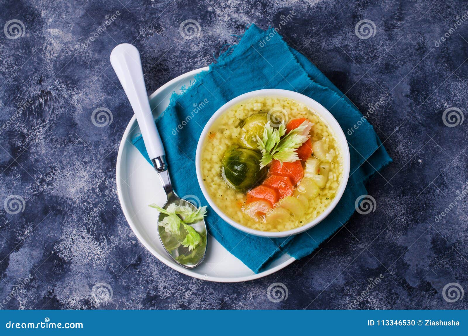 Thick Clear Soup with Pasta Stock Photo Image of food, cabbage 113346530