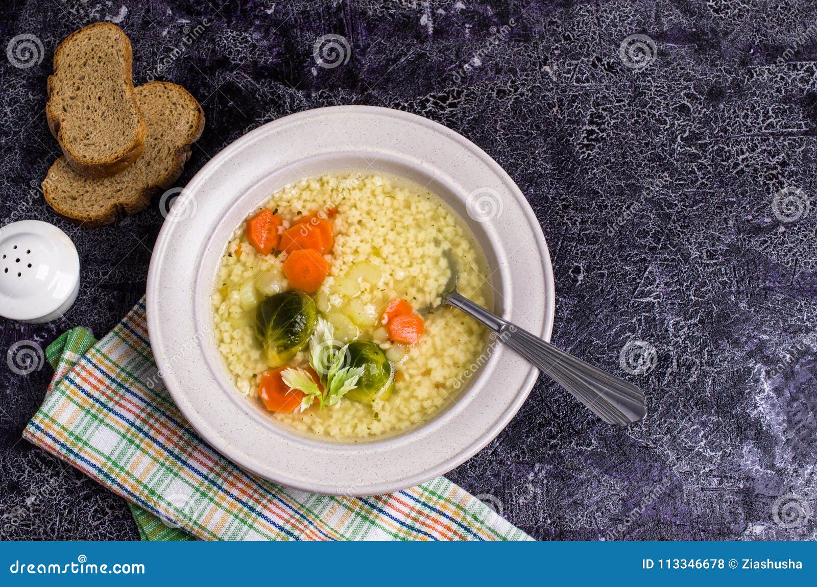 Thick Clear Soup with Pasta Stock Photo Image of national, pepper