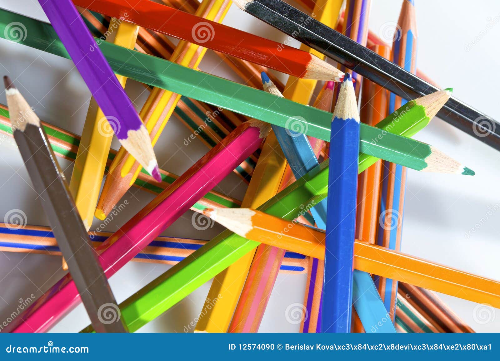 Thick Colored Pencils On White Background Stock Photo Image of green