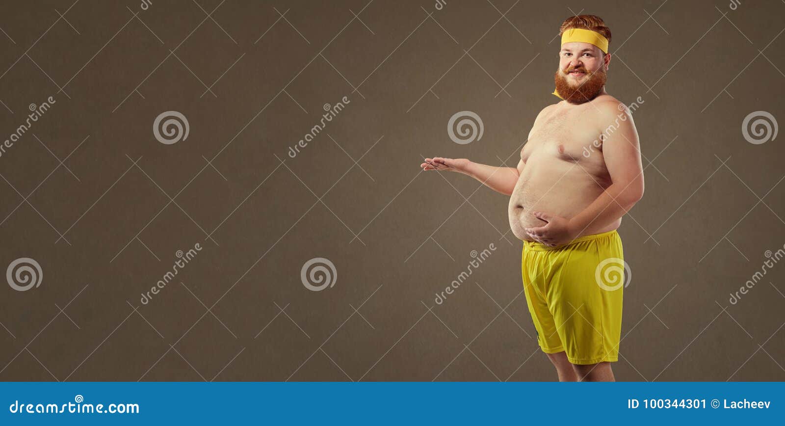 Thick Funny Man with a Big Belly . Stock Image Image of success