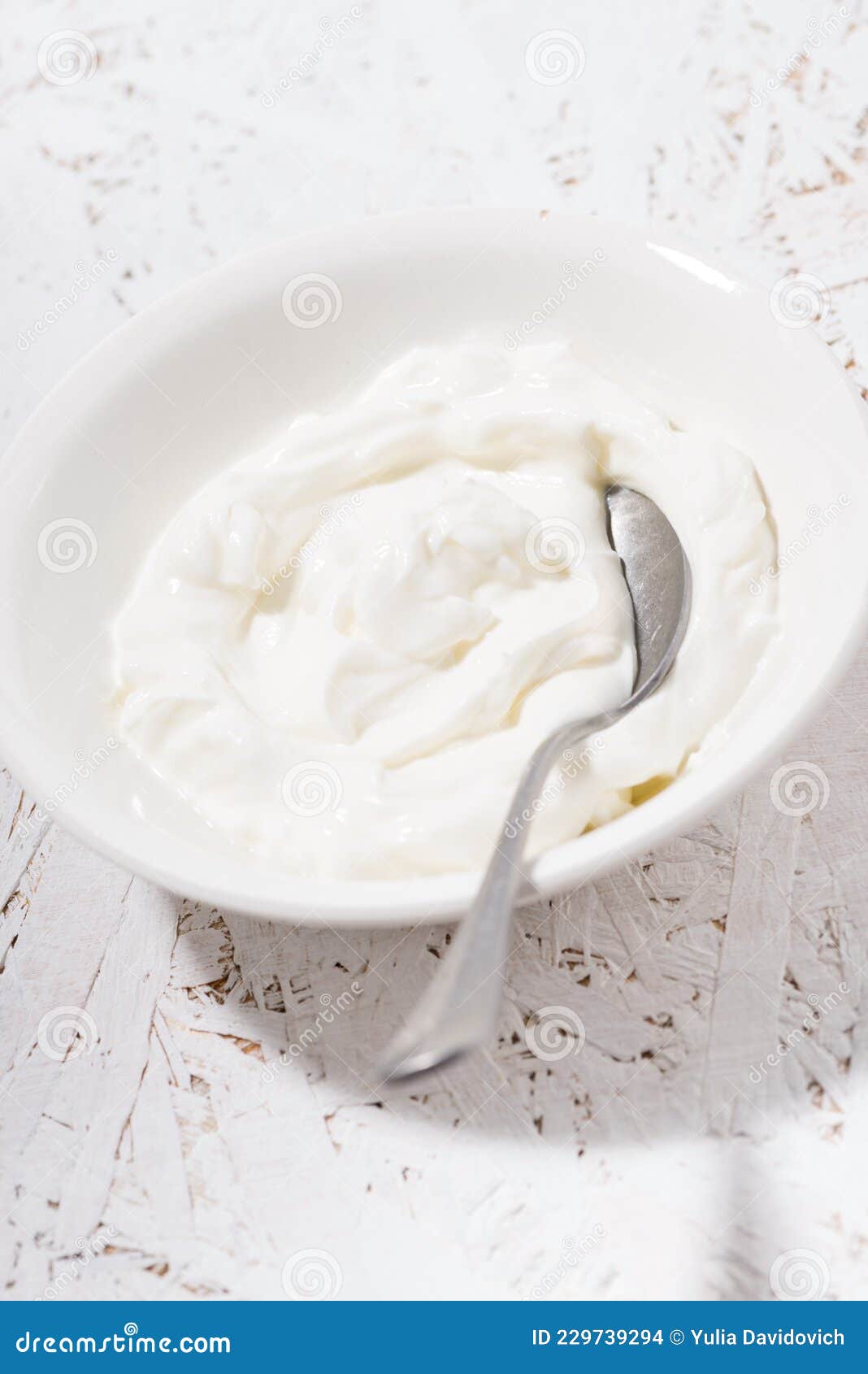 Thick Greek Yogurt in a Bowl, Vertical Stock Photo Image of healthy