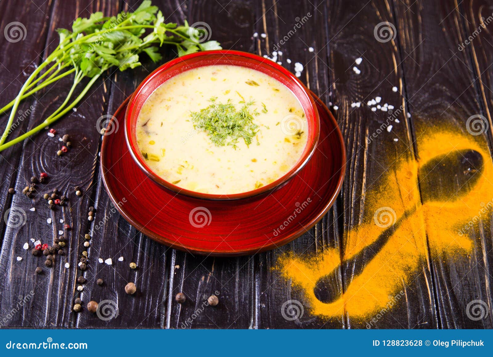 Thick hot soup stock photo. Image of pepper, dish, healthy 128823628