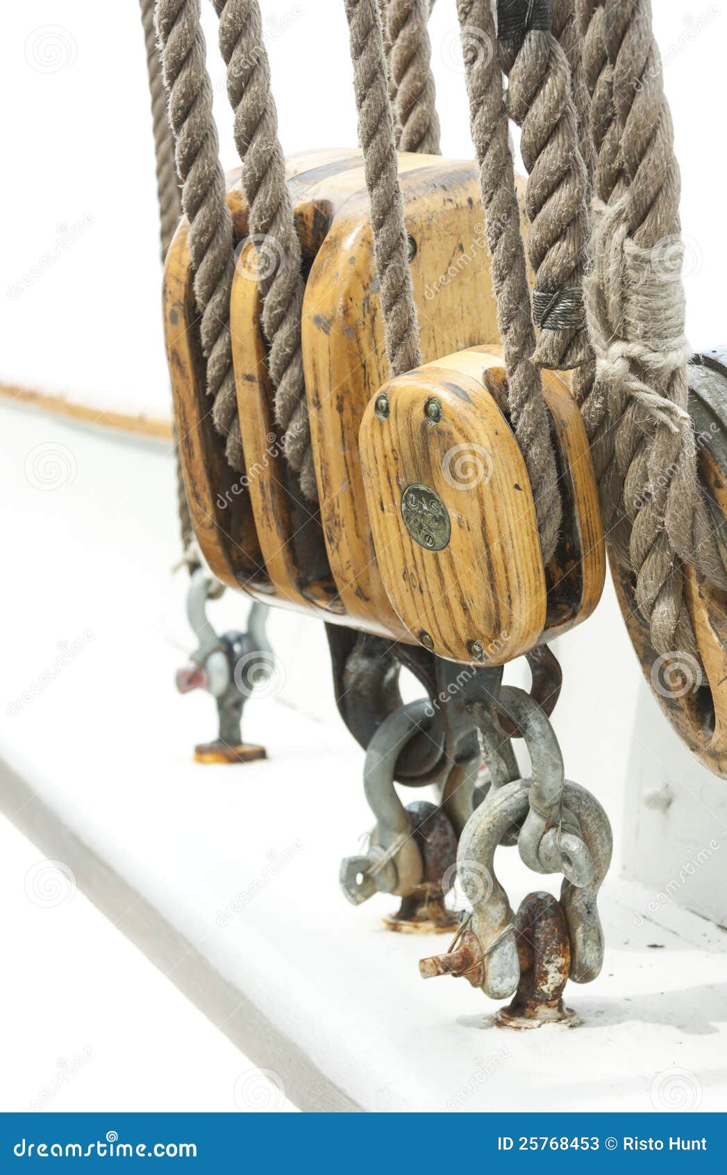 Thick Rope And Pulley Of Sailing Ship Stock Image - Image ...