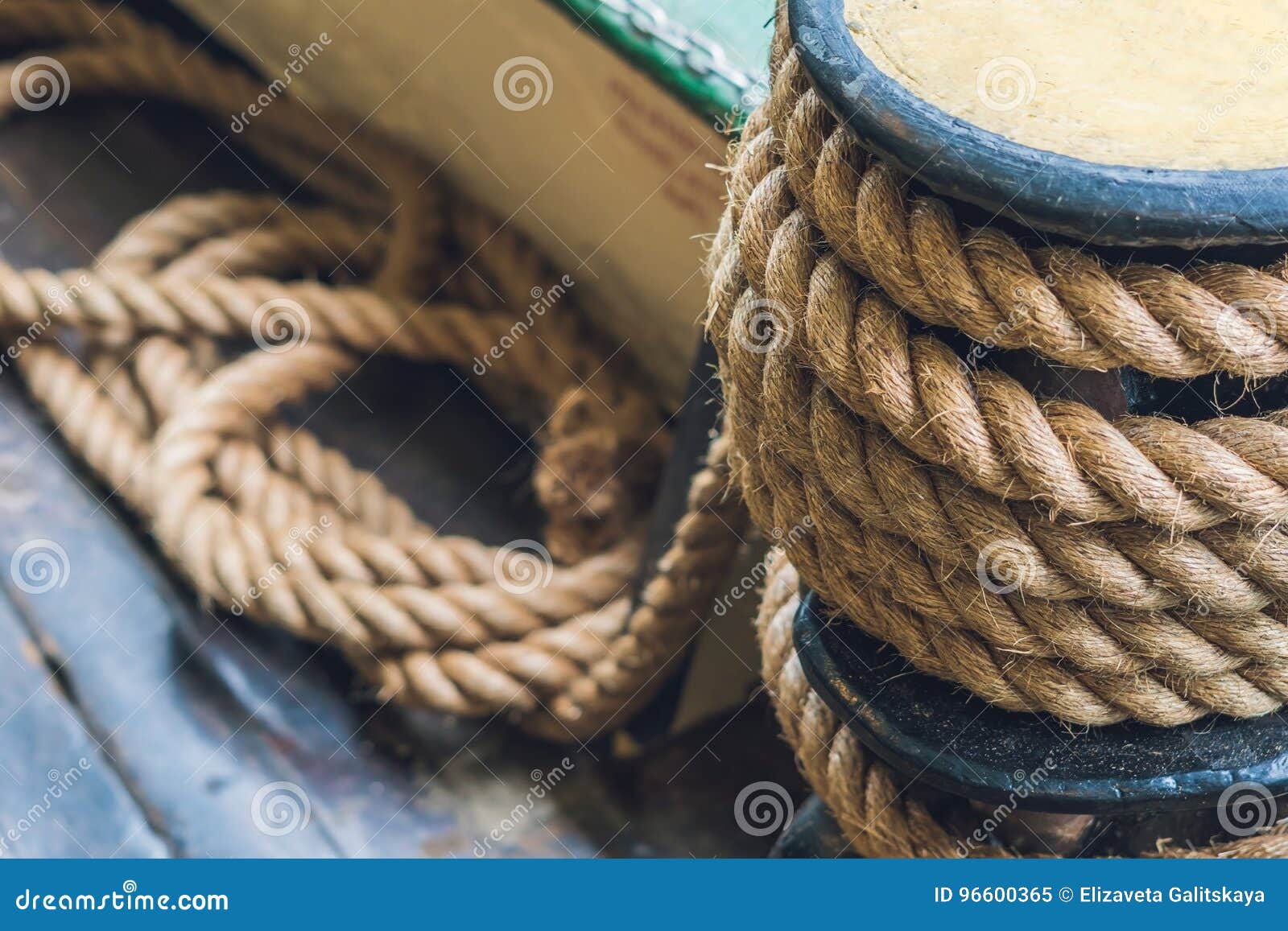 A Thick Rope on a Ship, a Ferry for Tethering Stock Image - Image