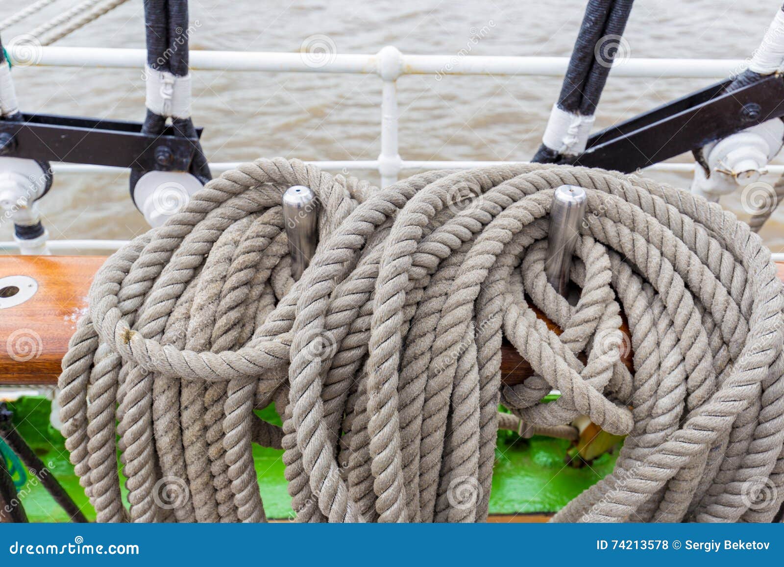 Thick Ship Vessel Rigging Rope in Various Shapes and Colors on a