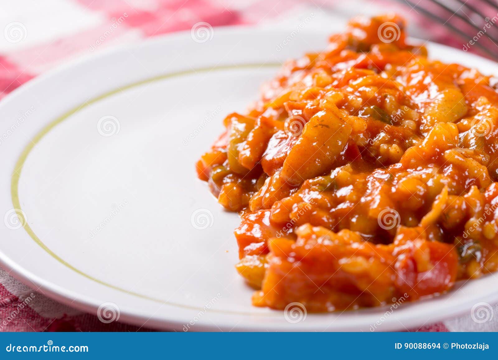 Thick Tomato Stew with Rice and Pepper Stock Photo Image of meat
