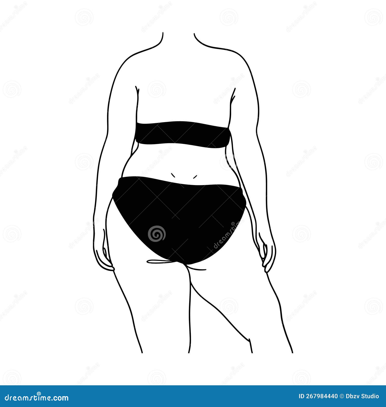 Fat european outline style human front side Vector Image