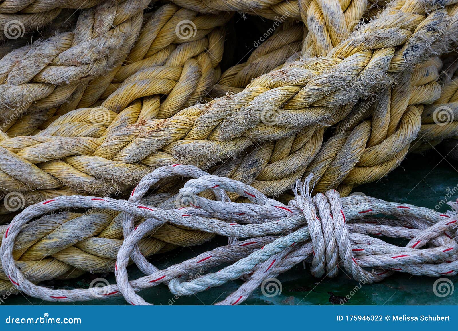 Thick Yellow Cargo Shipping Rope and Thin Boat Rope on Deck Stock Photo -  Image of pile, braid: 175946322