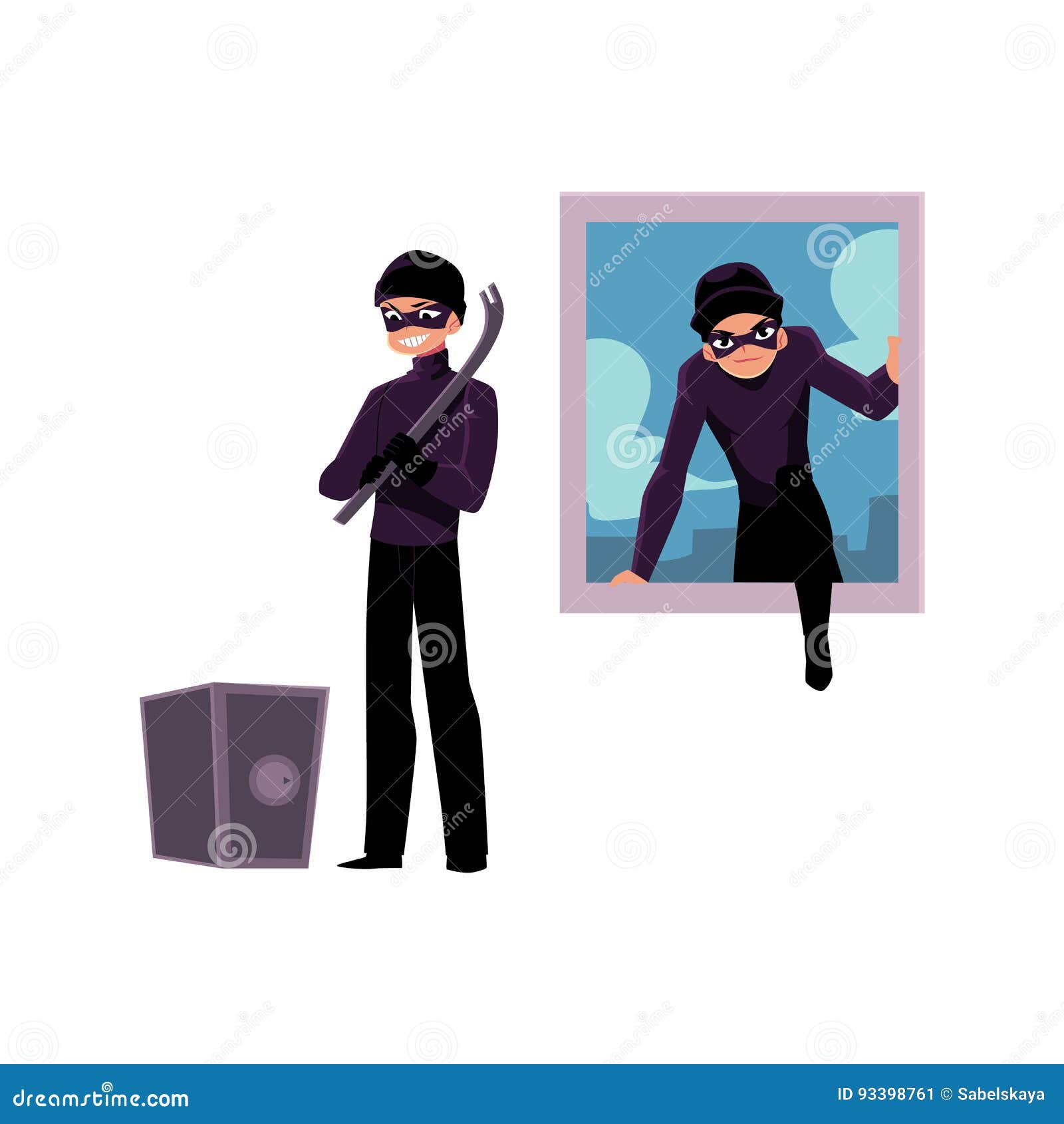 Thief Burglar Climbing Into House Window Going To Open Safe Stock Vector Illustration Of Bandit Mask Thief Burglar Climbing Into House Window Going To Open Safe Stock Vector Illustration Of Bandit Mask